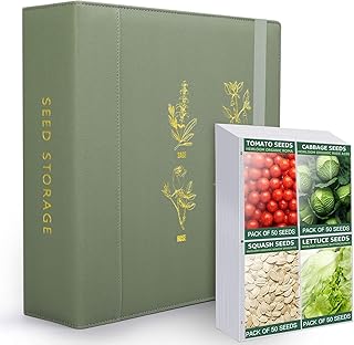 Seed Storage Organizer, Binder with 50 Pack Sheet Protectors that stores...