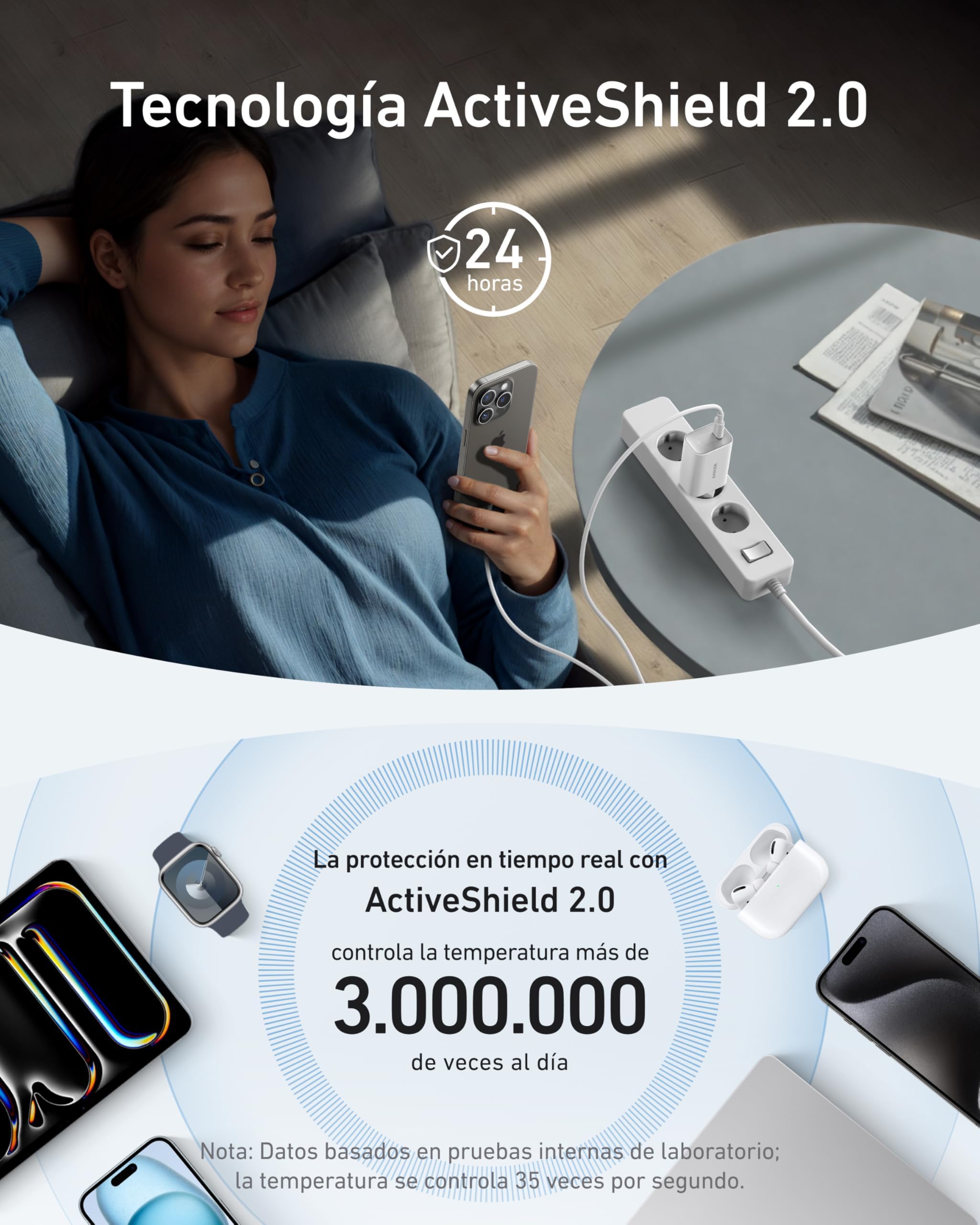Anker Nano Cargador USB C 100W para MacBook/iPhone 16 | Compatible con iPad, iPhone 15/14/13, Galaxy y dispositivos USB-C. Incluye cable USB-C de 1,8 m