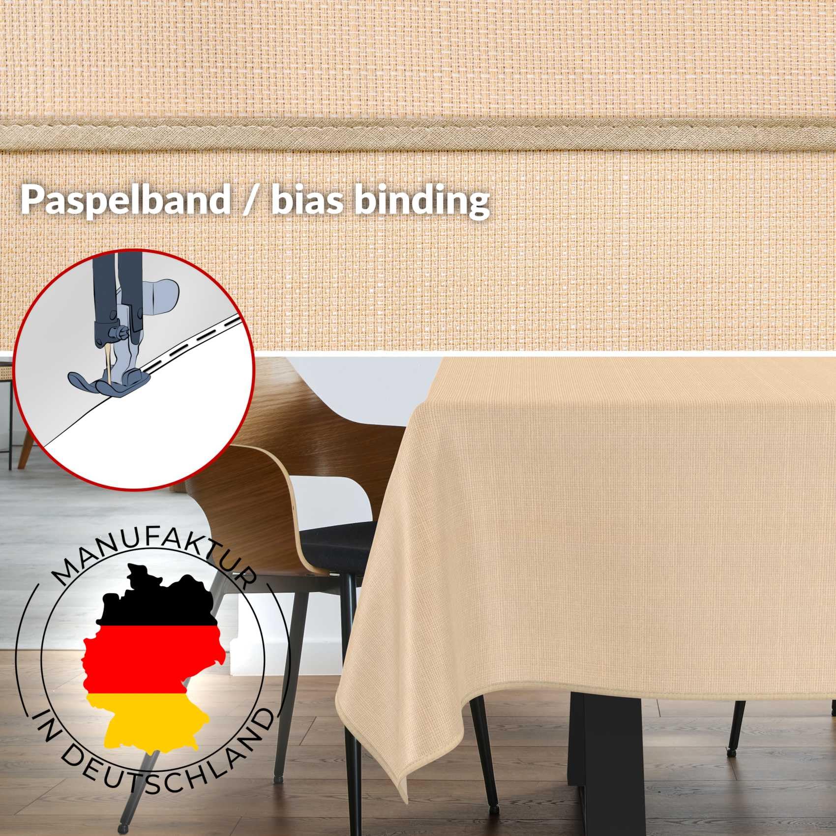 ANRO Tovaglia antimacchia Damascato beige con orlo 240x140 cm da esterno