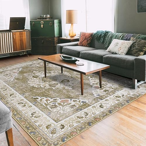 Miniatura 1 de Alfombra de sala de estar, de 5 x 8 pies, suave y fina, para dormitorio, guardería, dormitorio, estampado floral, marrón, alfombra de flores de pelo