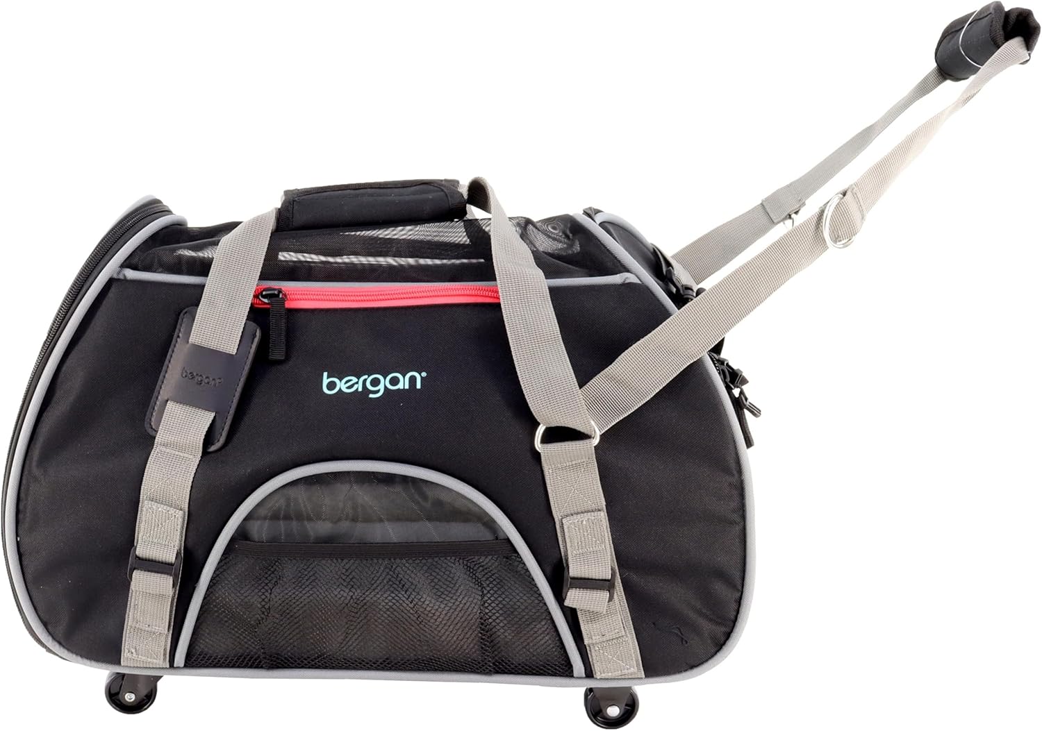 Coastal Pet Bergan Wheeled Comfort Carrier - Cat and Dog Carrier - Black and Grey, 19" x 10" x 13"