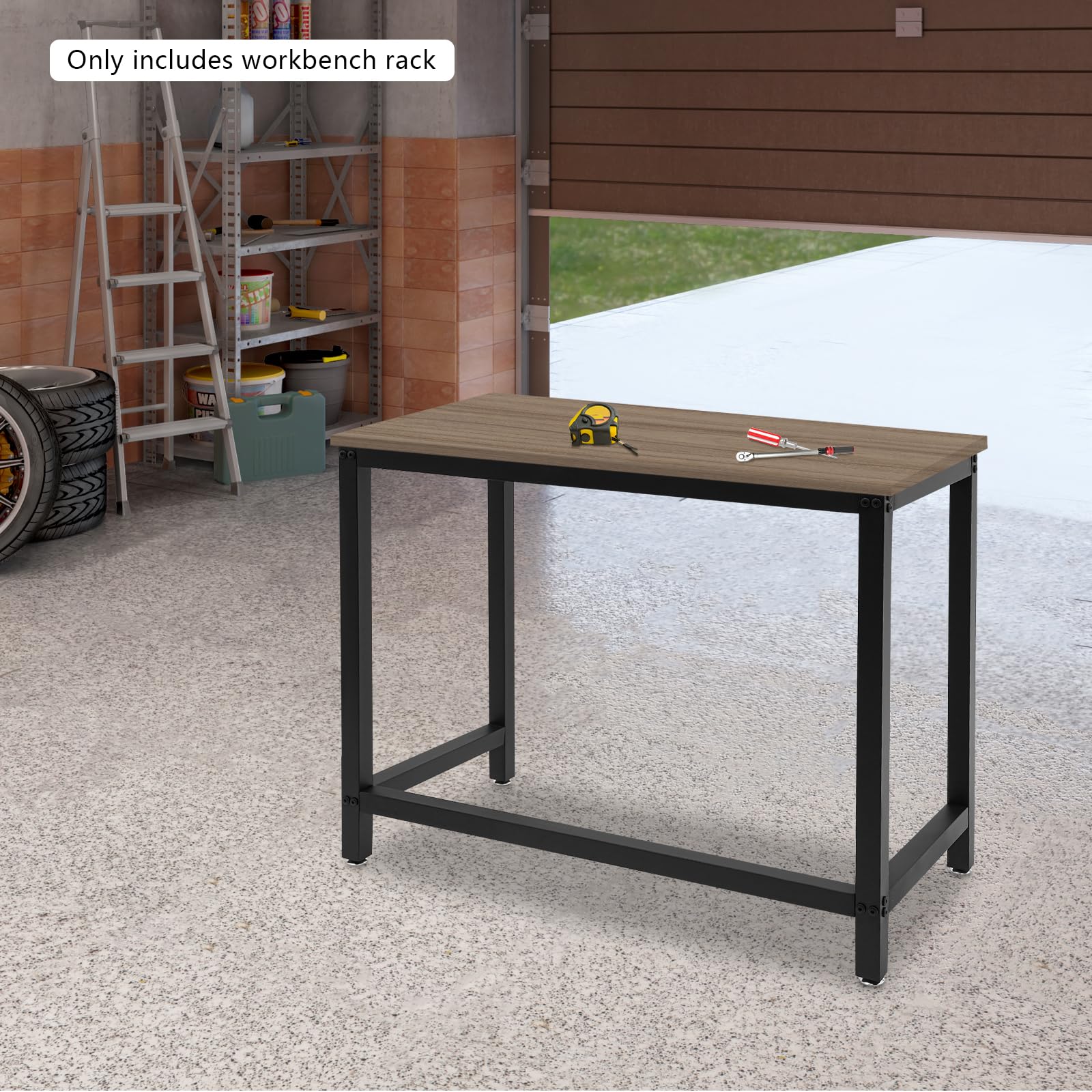 Stalowy stelaż stołu warsztatowego 100 x 50 x 80 cm – nośność 100 kg, regulowane nóżki do marmuru/szklanego blatu stołu, stelaża, warsztatu, garażu (bez płyty)