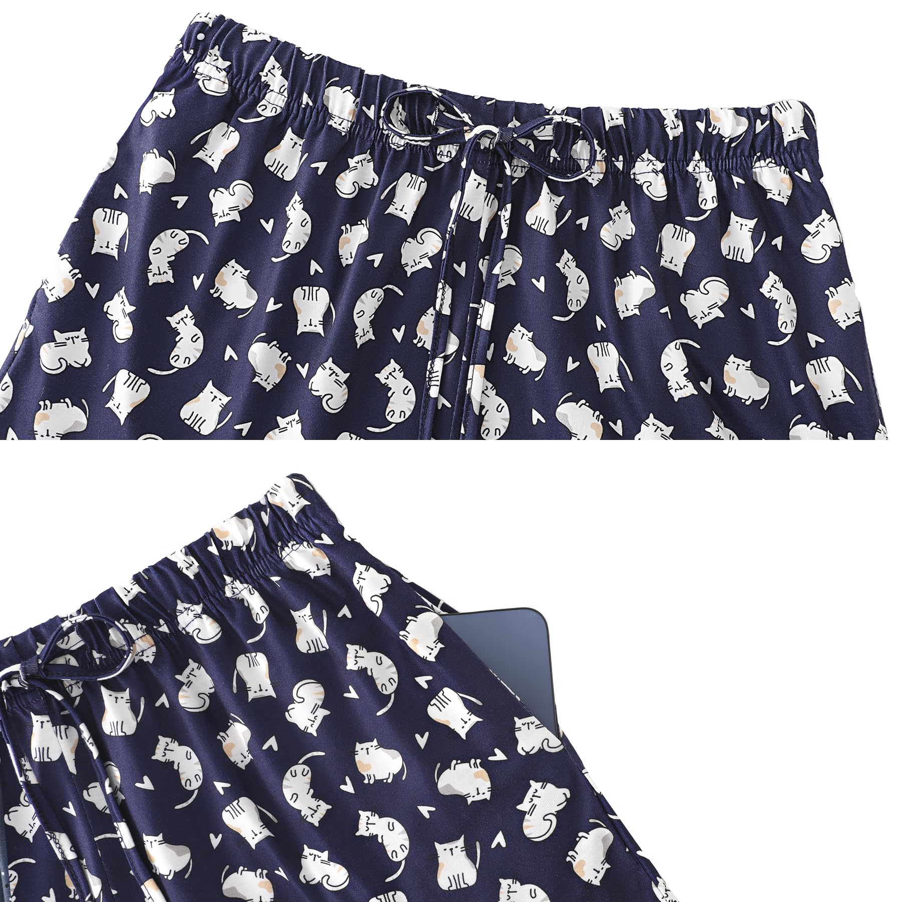 Jahetuul Pigiama Donna Corto Pigiama Estivo da Donna Pigiama per Donne Notte Carino con Gatto Abbigliamento Pigiama Corto Pantaloncini Maniche Corte