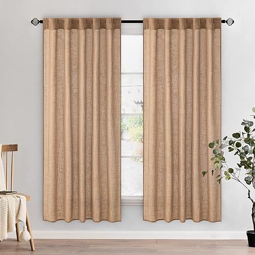 Vista 143 de MIULEE - Cortinas semitraslúcidas suaves y gruesas, textura de lino para dormitorio y sala de estar, para Navidad, con trabilla trasera y jareta, 84