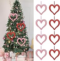Vista 1 de Aneco 8 adornos colgantes de corazón para el día de San Valentín para árbol de 9.45 pulgadas, decoraciones 3D en forma de corazón, corona