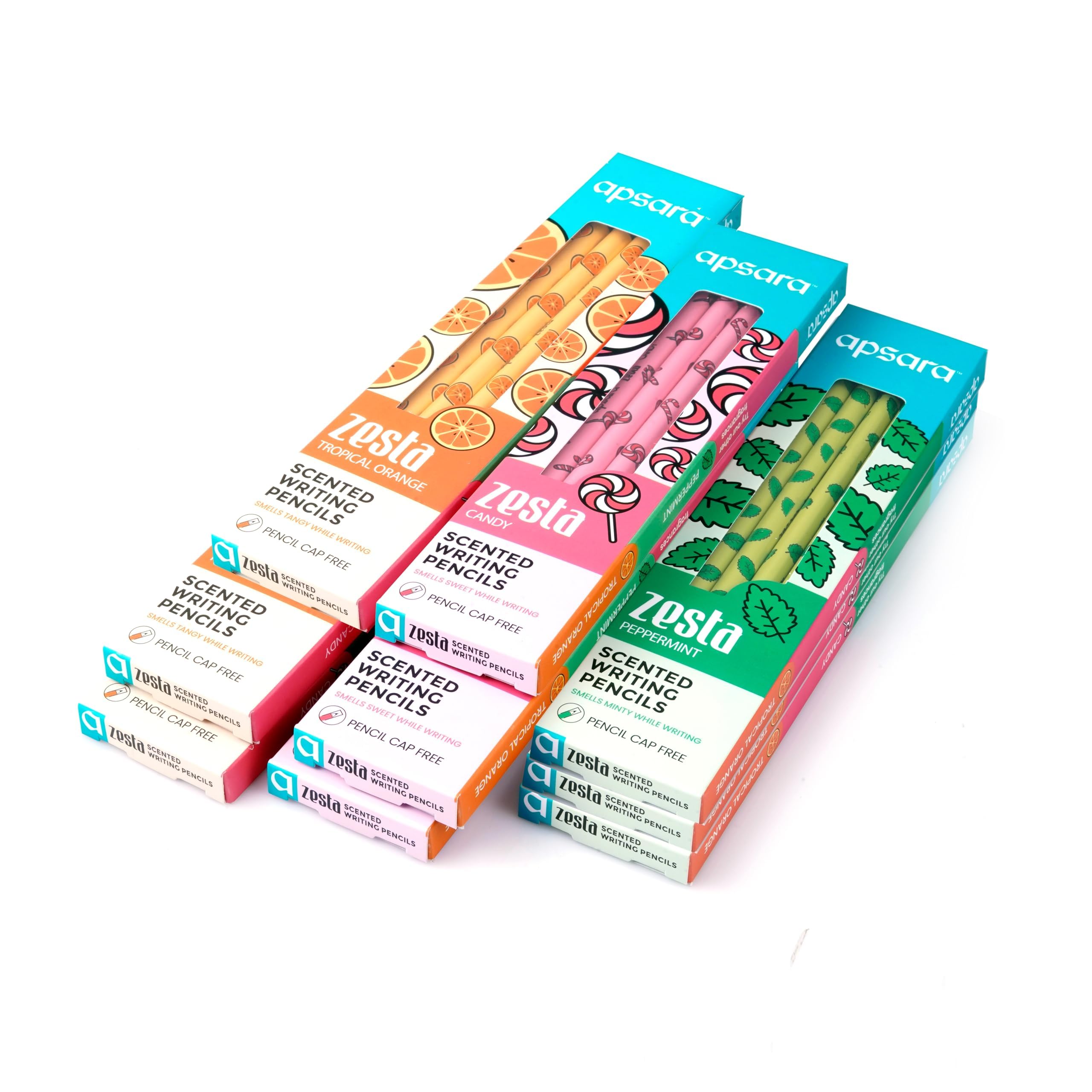 Apsara Zesta Scented Writing Pencils – Pack of 1-6 Pencils | Kiwi, Cupcake & Grape Scents (May Vary) | Extra Dark | Rubber-Tipped | Free Pencil Cap | Ideal for Students-image-39