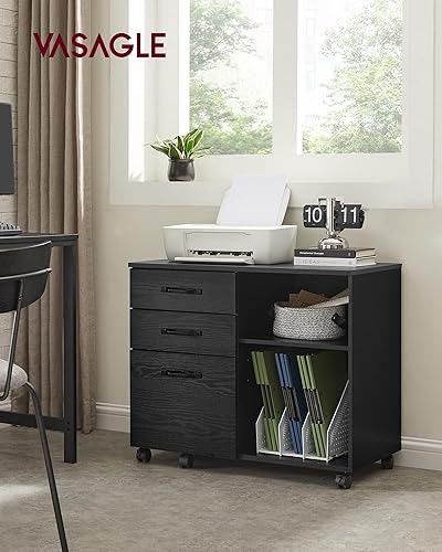 Miniatura 33 de VASAGLE Archivador de 1 cajón con cerradura, soporte de impresora, organizador de archivador de oficina, para documentos tamaño A4 y carta, marrón