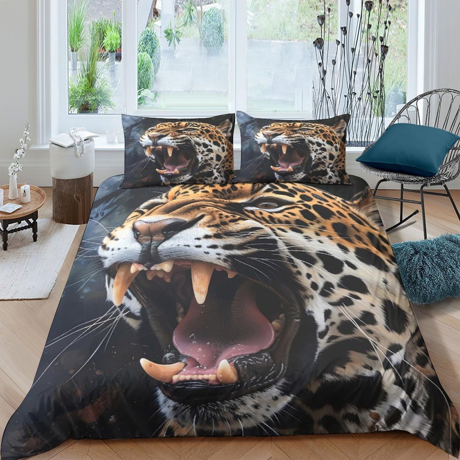 Ctjqhvkz Style-8 3D Printed Roaring Leopard Fitted Sheet Microfiber Animal Pattern Bed Sheet For Bedroom Dorm Decor Mattress Cover Single（135X200cm）