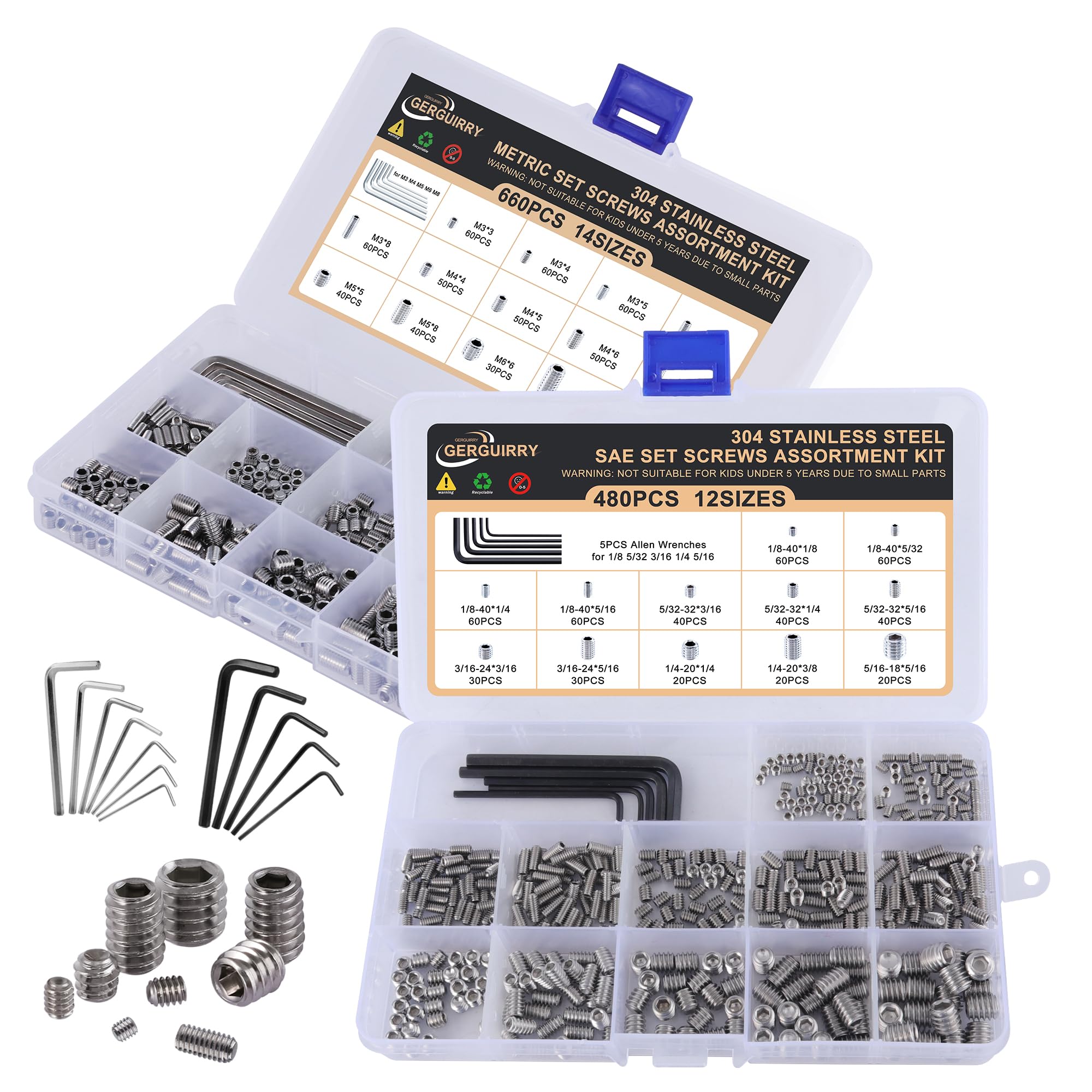 Stainless Steel Set Screws - 1150 Piece Kit -1