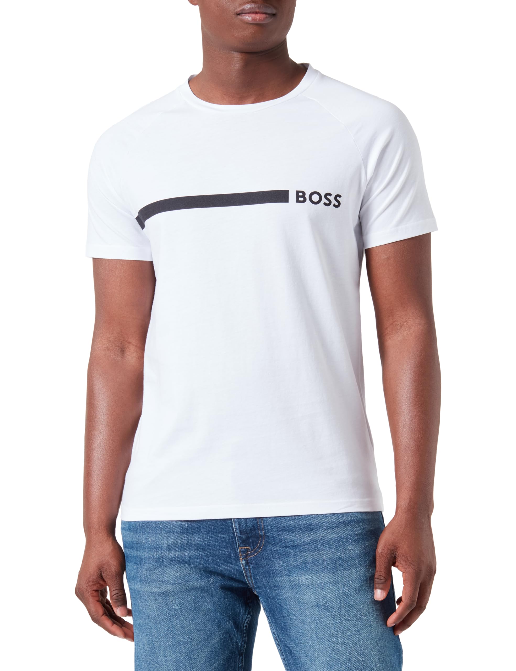 Boss Men's White100 T-Shirt Rn Slim Fit Beach_t_shirt,