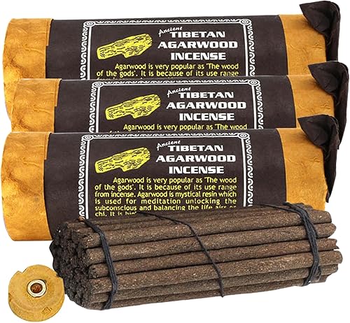 Incienso tibetano antiguo de madera de agar, para mediación, yoga, oración, medicina aromática, alivio del estrés, calma (paquete de 3, incienso de