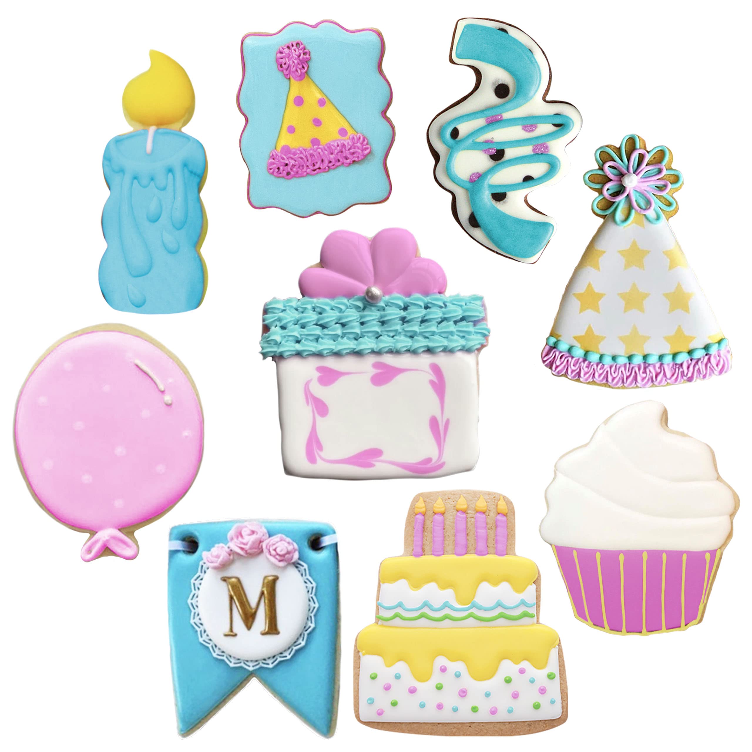Ann Clark Cookie Cutters - Juego de 9 cortadores de galletas de cumpleaños