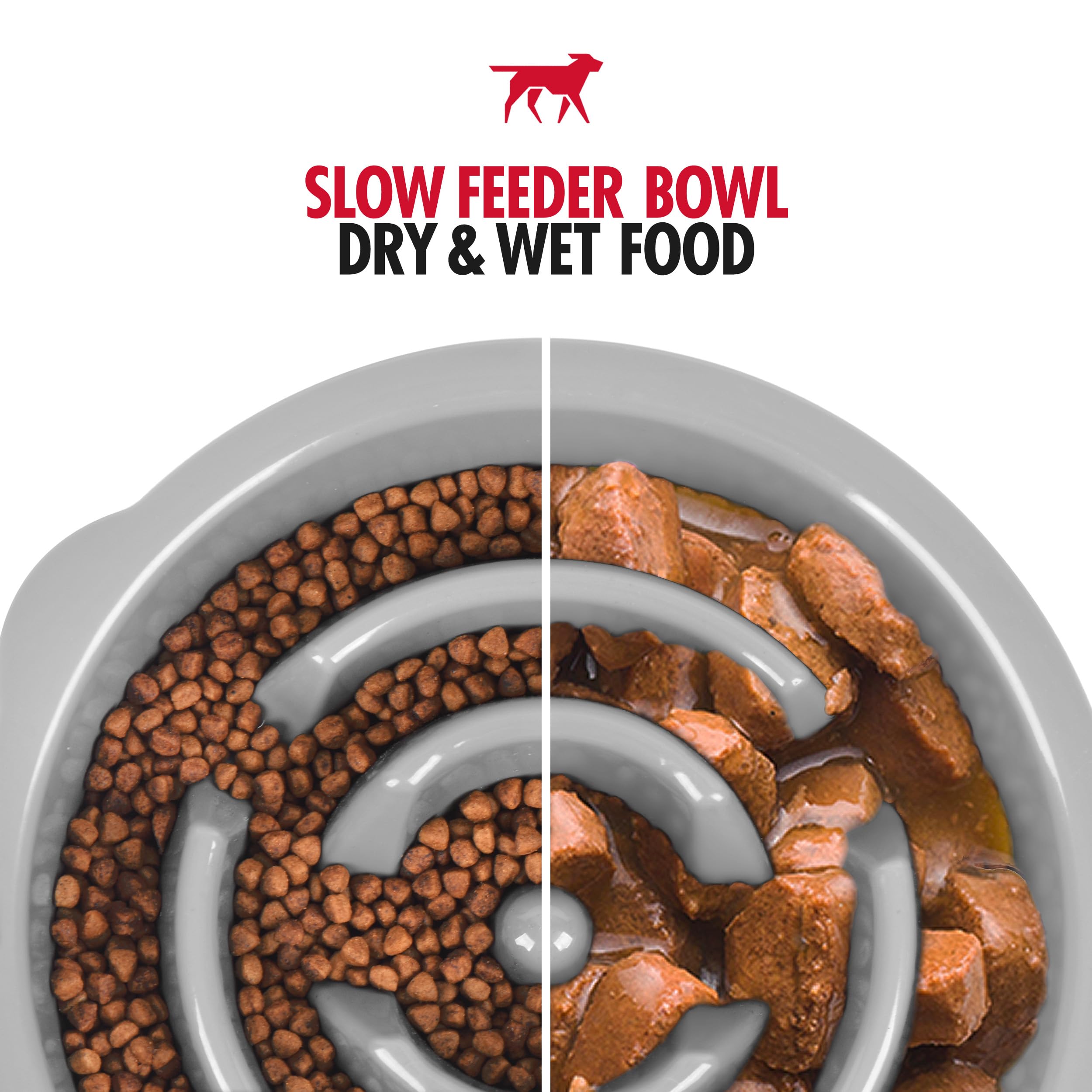 Tuff Pupper Ciotola per cani Slow Feeder, puzzle labirinto, rallenta il cibo, ciotola per animali domestici, ciotola rialzata, inserto in metallo, facile da pulire, lavabile in lavastoviglie (4 tazze,
