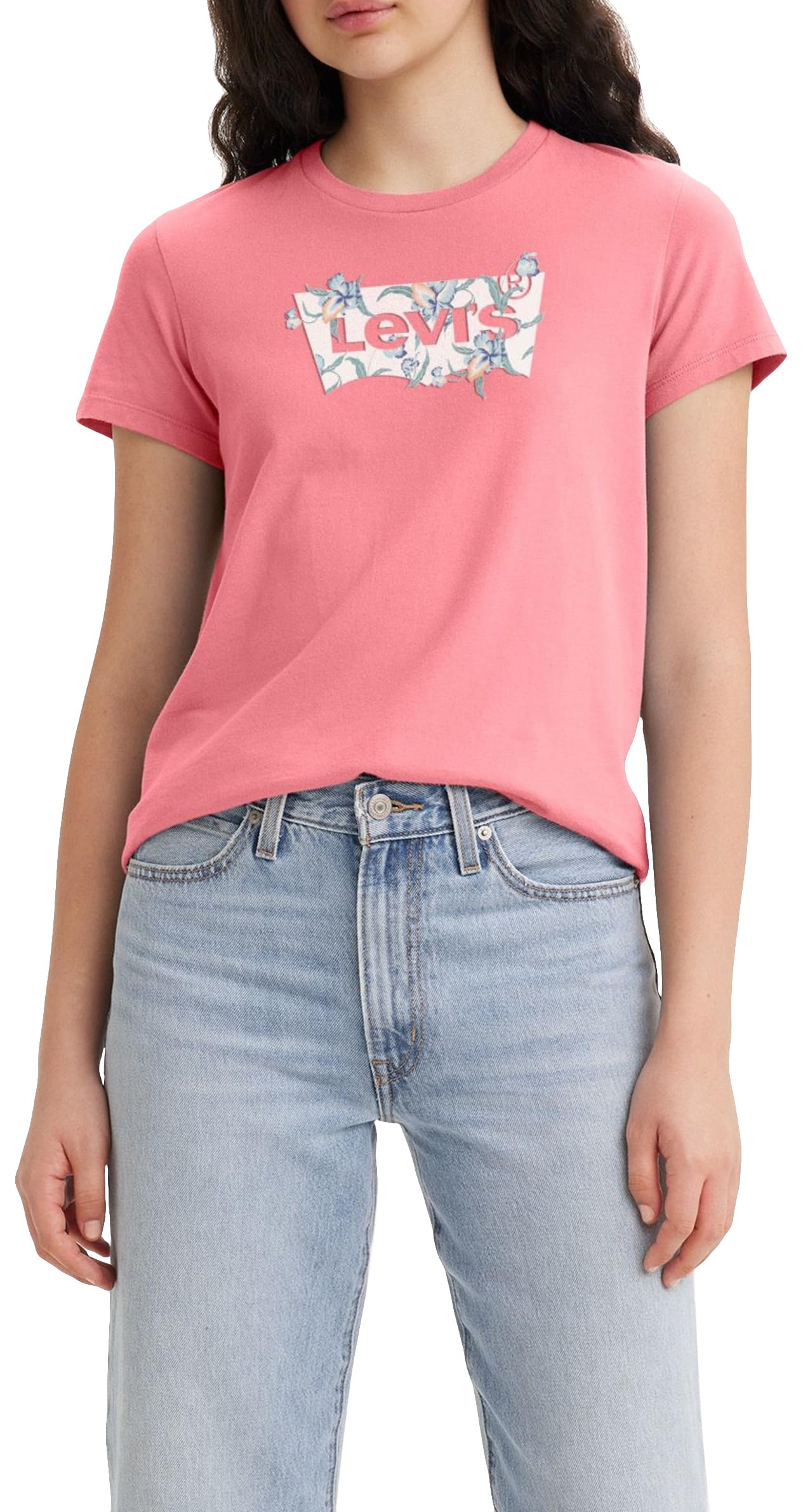 Levi's Women's The Perfect Tee Graphic, Tropical Flower Tameless Rose, XL