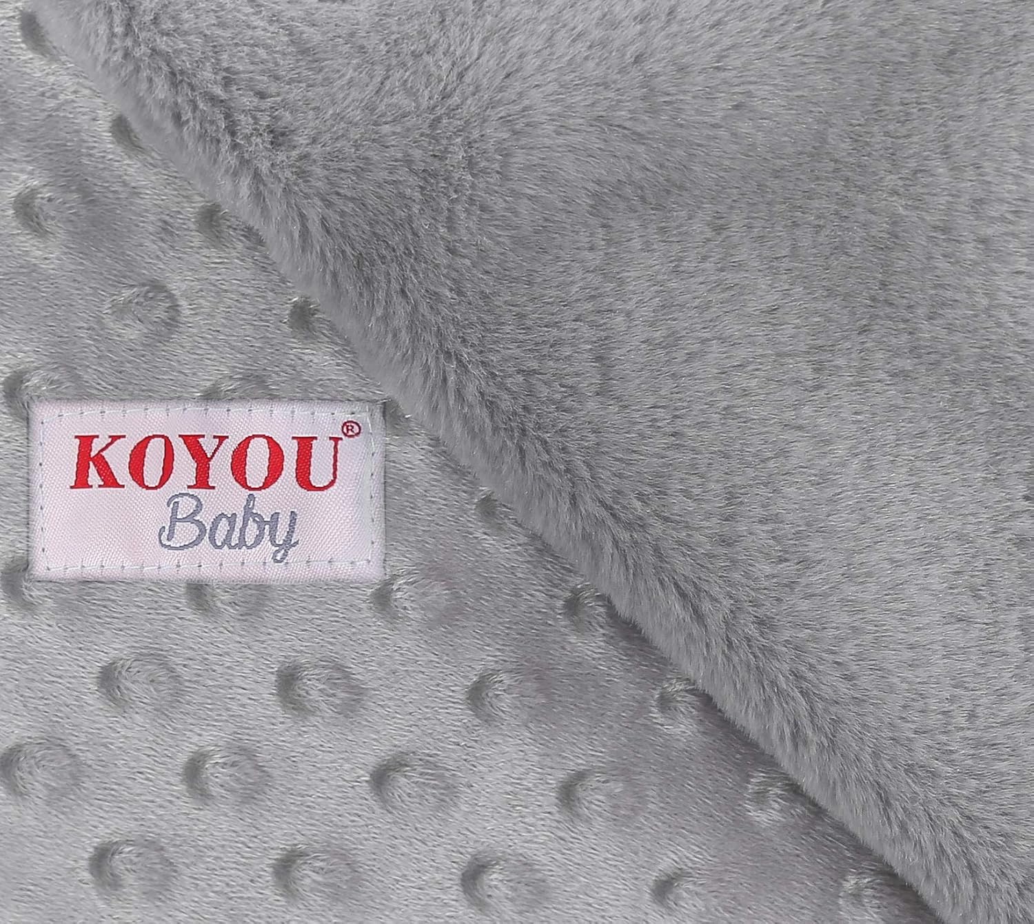 Baby Grey Ultra Soft Minky Baby Blanket – Reversible Double Layer Plush with Silky Trim, Cozy 30” x 35” Throw for Crib, Stroller & Nursery