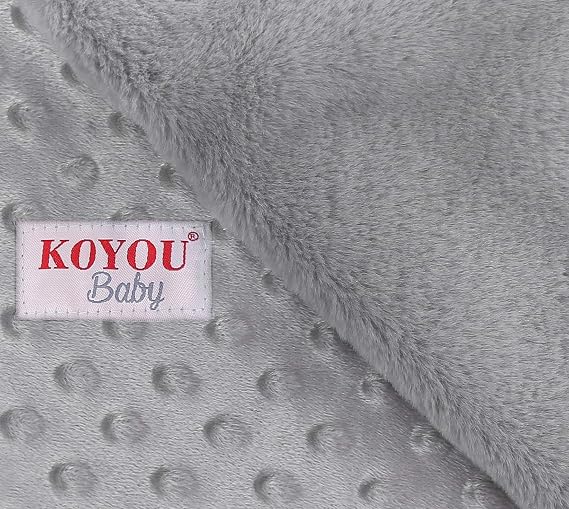 Baby Grey Ultra Soft Minky Baby Blanket Reversible Double Layer Plush with Silky Trim, Cozy 30 x 35 Throw for Crib, Stroller & Nursery