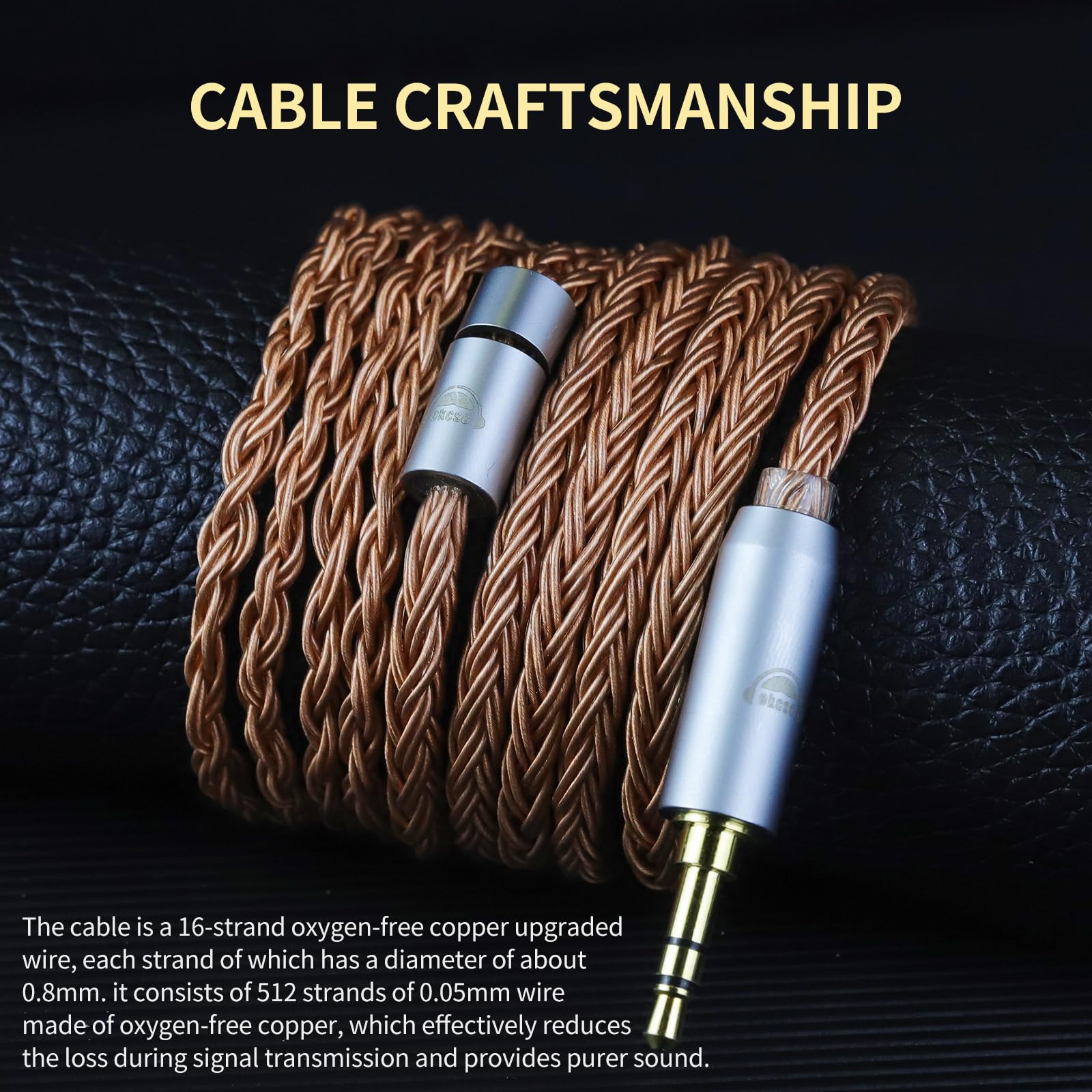 okcsc Cable de repuesto mejorado ZT16 R70X R70XA, cable de auriculares dual R70X a 3,5 mm, cable de cobre libre de oxígeno OFC de 16 núcleos, funciona para auriculares R70X R70XA de 4.92 pies