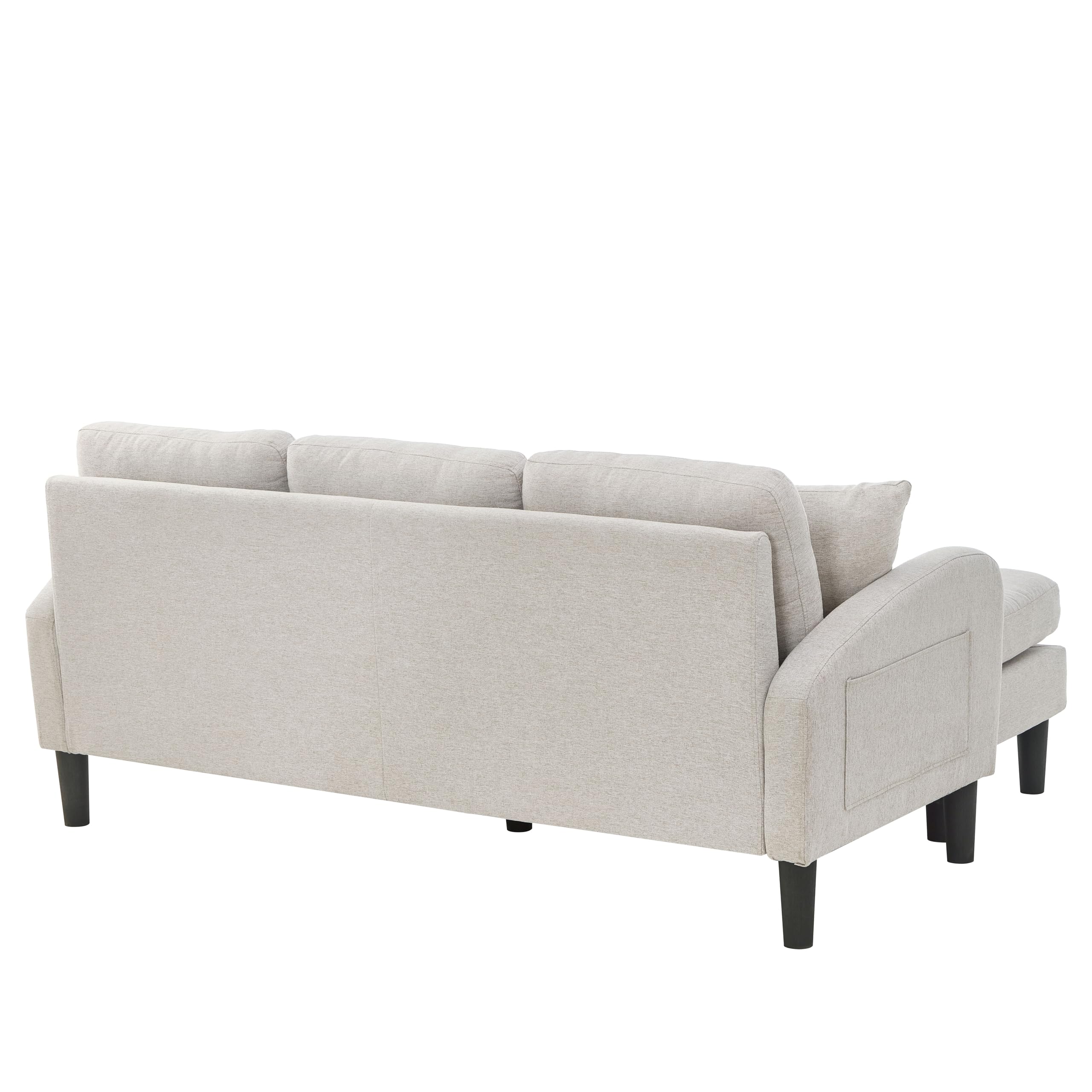 Sofá esquinero modular en forma de L, sofá cama pequeño de 3 plazas con chaise longue y reposapiés, sofá para apartamentos pequeños, gris (Beige Gray+White, 3 plazas)