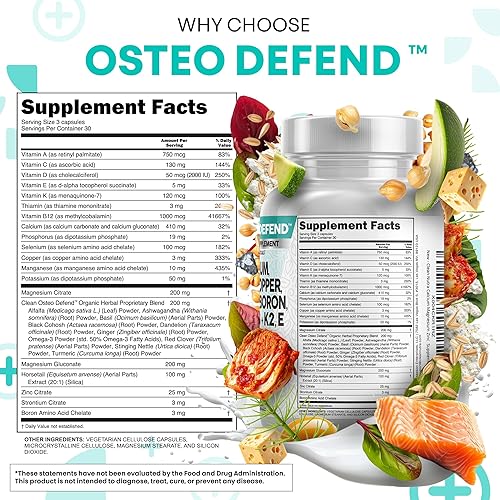 Miniatura 4 de Clean Nutraceuticals Suplemento de calcio y magnesio y zinc con potasio, cobre, estroncio, sílice, vitamina D3 K2, boro, vitamina B1 B12, trébol