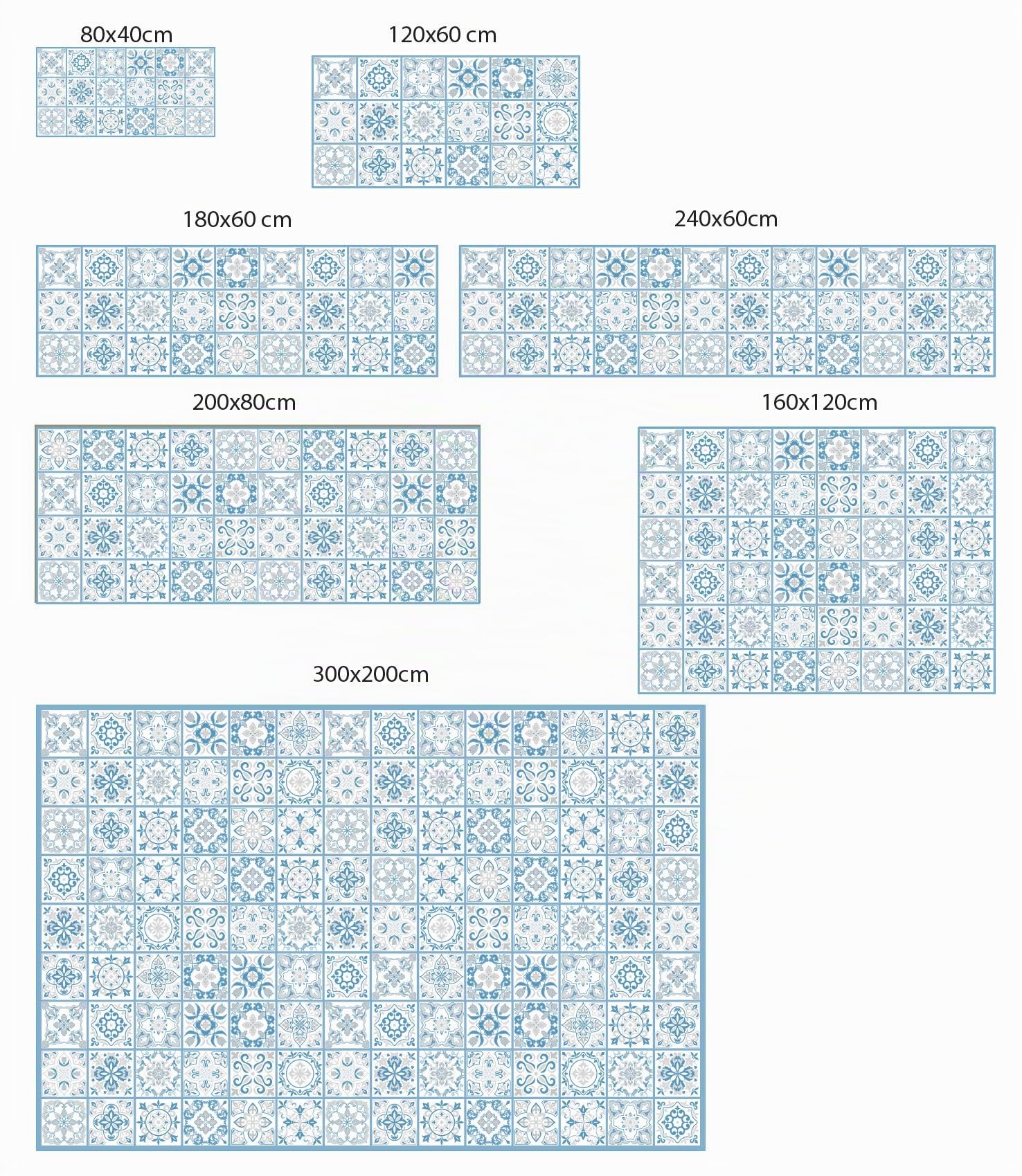 Tapis vinyle hydraulique (200 x 80 cm Bleu ) – Différentes couleurs et tailles – Tapis de cuisine – Tapis de salle à manger antidérapant – Tapis de chambre – Tapis éponge et sol en PVC…