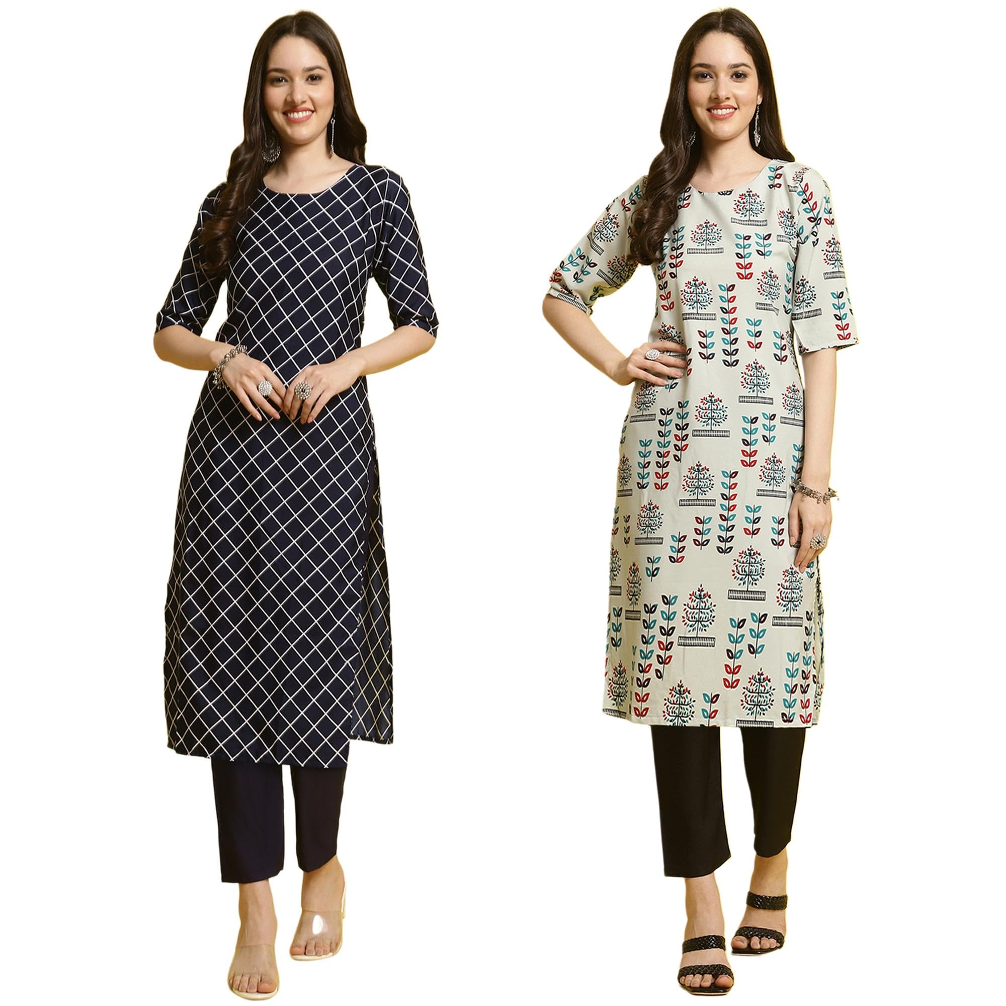 Tee Projekt Straight Kurta & Pant For Women Ethnic Kurta Set For Women (Pack Of 2)