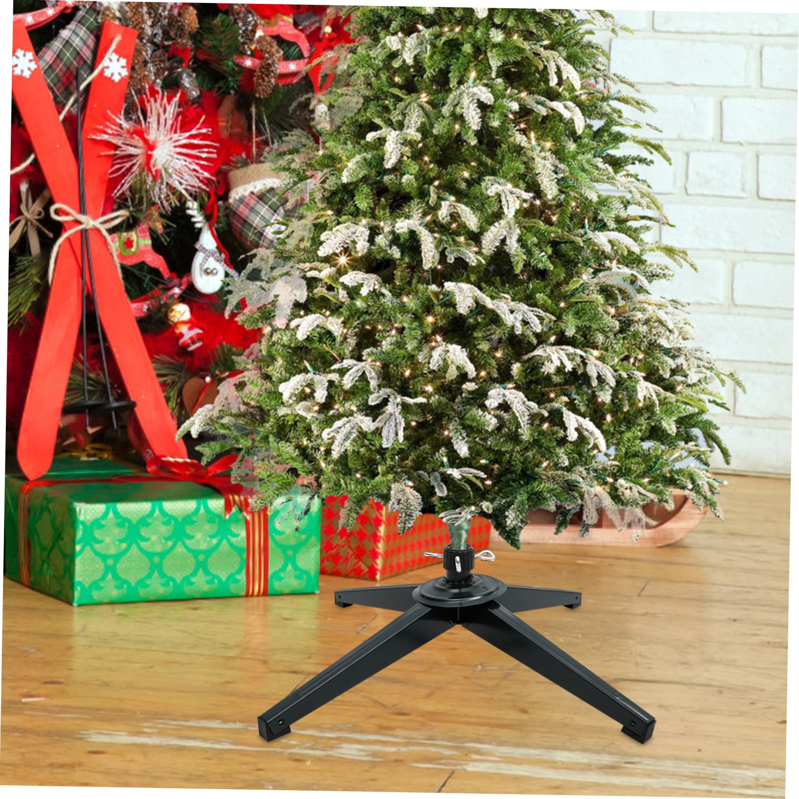 Base de Árbol de Navidad de Hierro Resistente con Placa de Tornillos Soporte Plegable para Árboles Artificiales para Fiestas y Decoraciones Navideñas