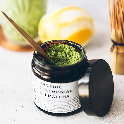 Miniatura 4 de Erbology Matcha 100% orgánico de grado ceremonial de 1.4 onzas, tierra de piedra Tencha, directamente de la granja en Kioto, Japón, energizante y