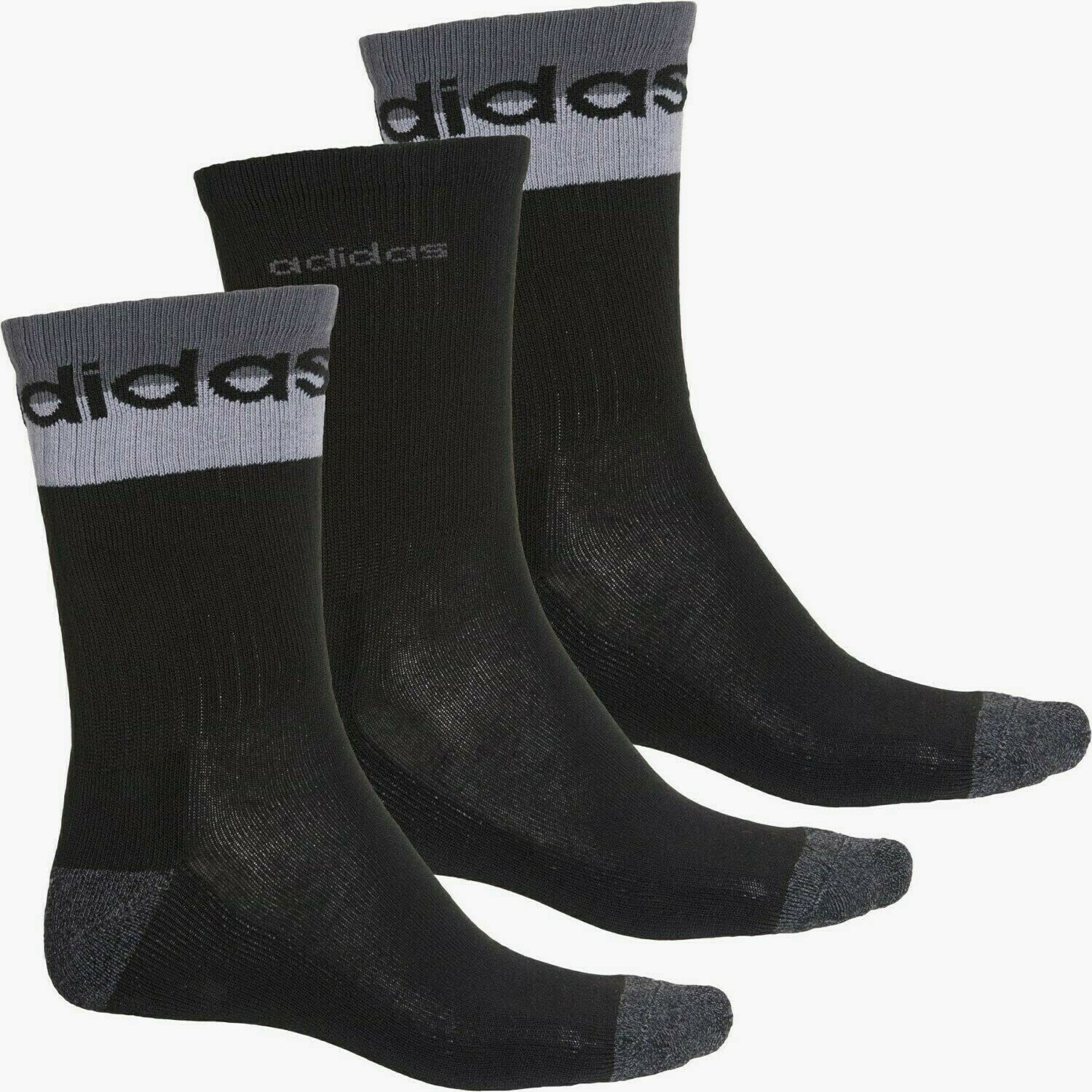 adidas Cushioned Blocked Linear Logo Socks - 3-Pack, Crew (for Men) - BLACK/ONIX GREY/LIGHT ONIX GREY (L)