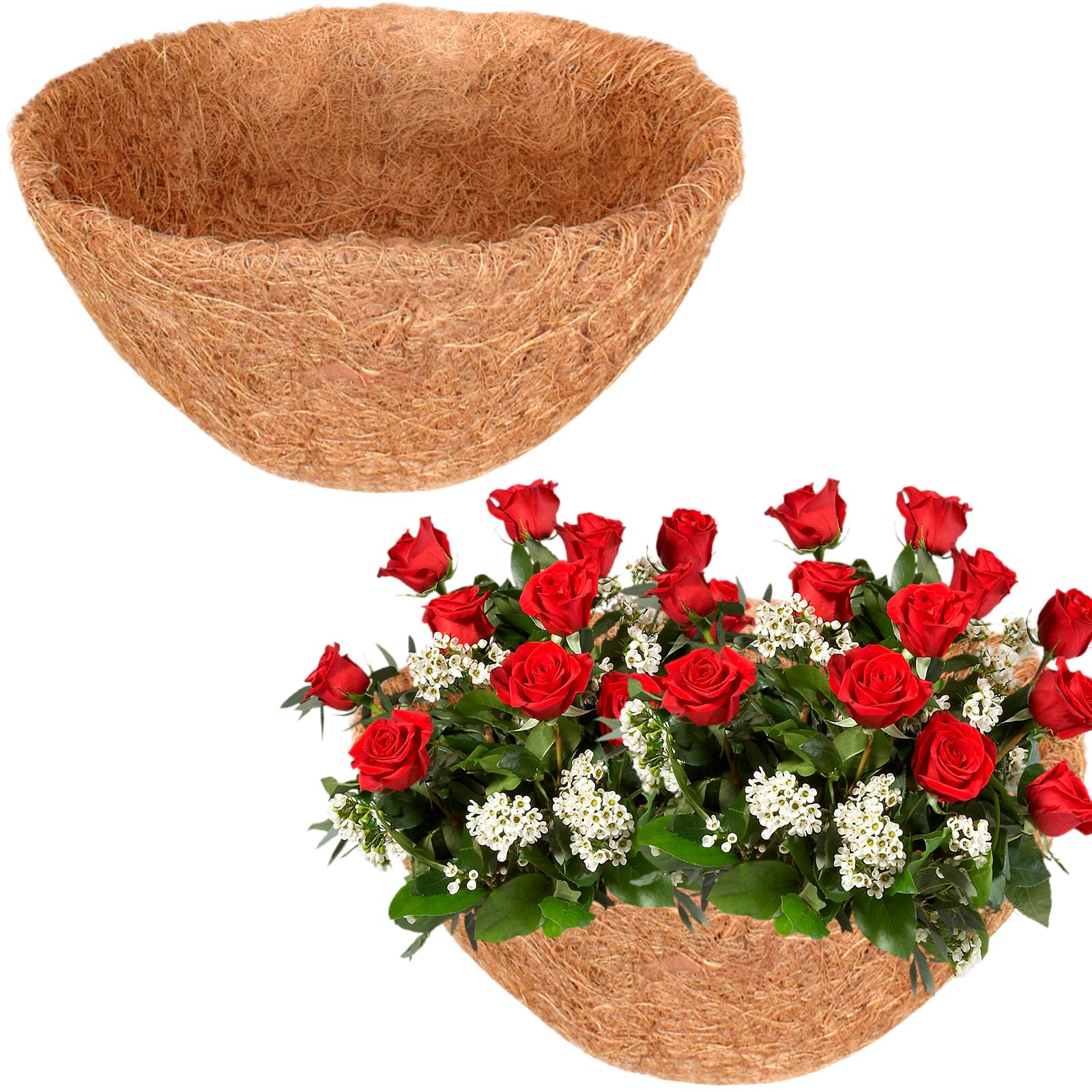 Halatool 2PCS 8 Inch Coconut Liners - 100% Natural Coco Fiber Round Liners for Planters, Flowers, Vegetables
