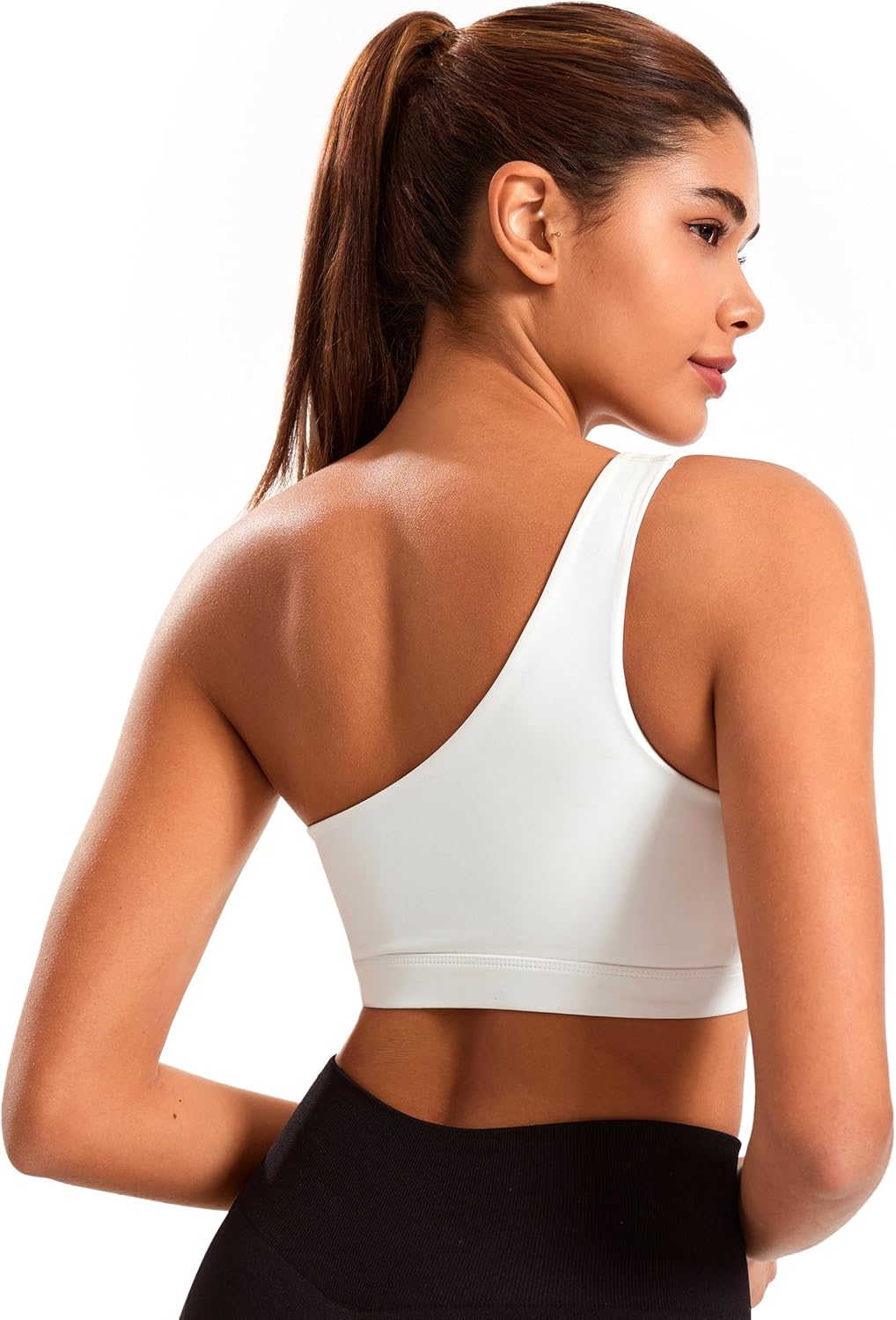 Smooth Sports Bras for Women One Shoulder Low Impact Asymmetrical Workout Tops Padded Yoga Right Shoulder Strap Bra - Image 2