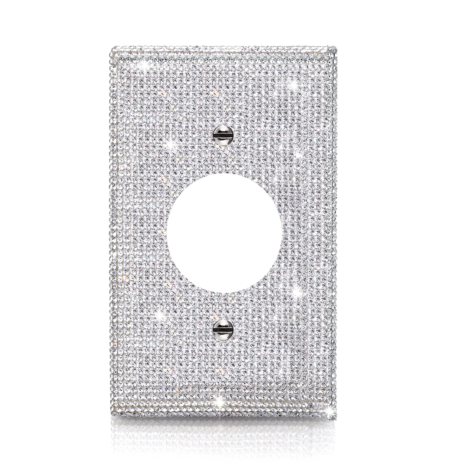 Shiny Silver Rhinestones Outlet Covers Wall Plate Single Toggle Decorative Round Outlet Cover Rhinestones Light Switch Cover-image-33