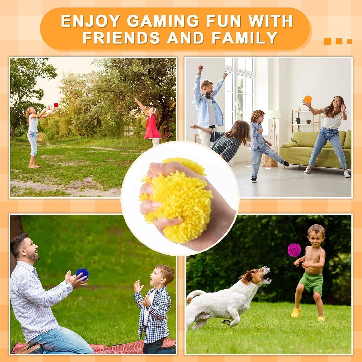 48 Pcs Kickball Dodgeballs 3.5 Inches Soft Acrylic Yarn Dodgeballs Playground Balls Large Hand Ball Physical Education Equipment for Adults Handball Outdoor Game Indoor Play, 6 Colors