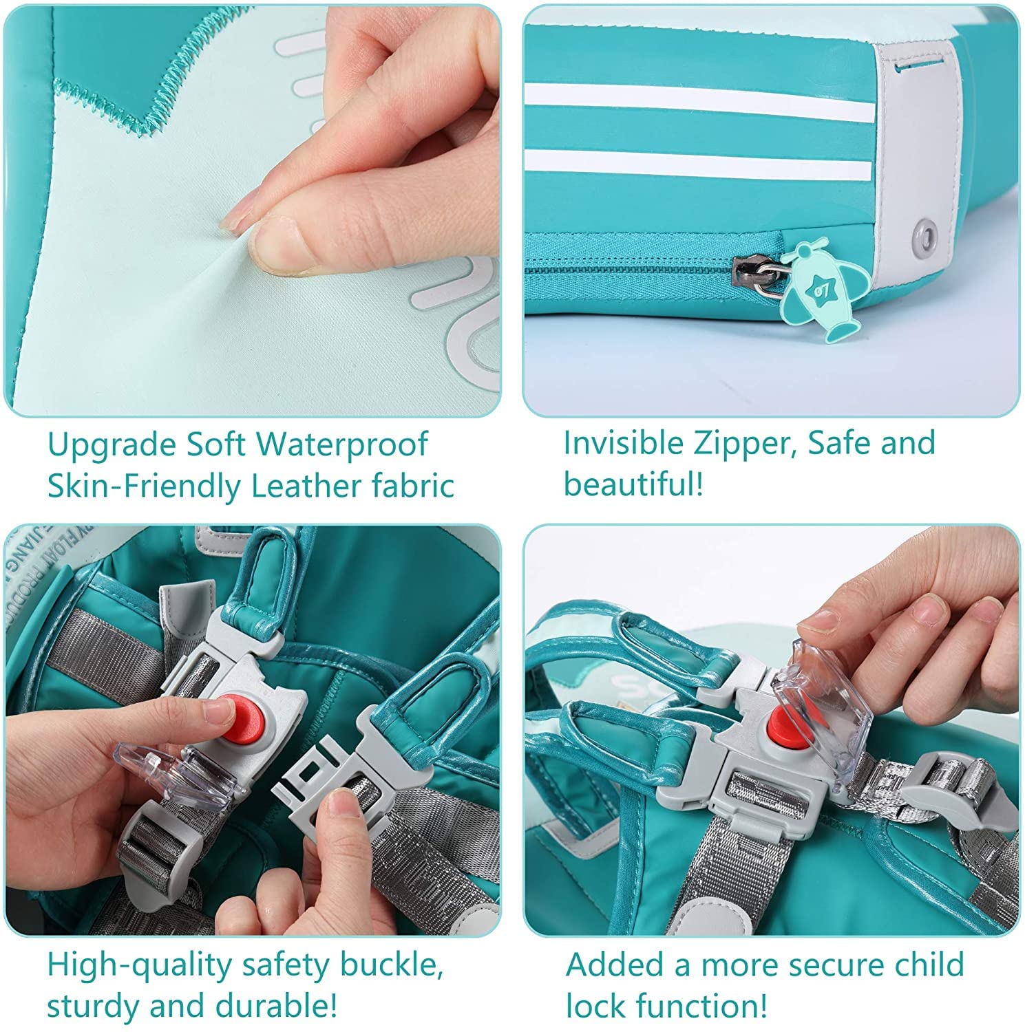 HECCEI Bambino Salvagente Ciambella Neonato, Mambobaby N0.7 Swim Float con Parasole Non Gonfiabile Safety Regolabile Anello di Nuoto 3-48 Mesi Toddler