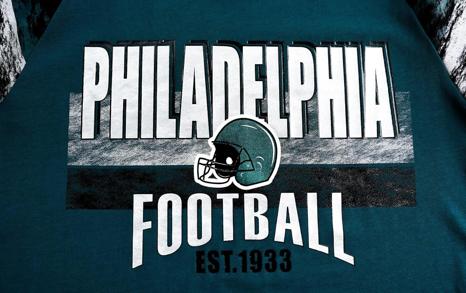 Mens City Football Fans Athletic Arm Stripe Tee Raglan Tee T-Shirts - Midnight Green & Black - Image 5