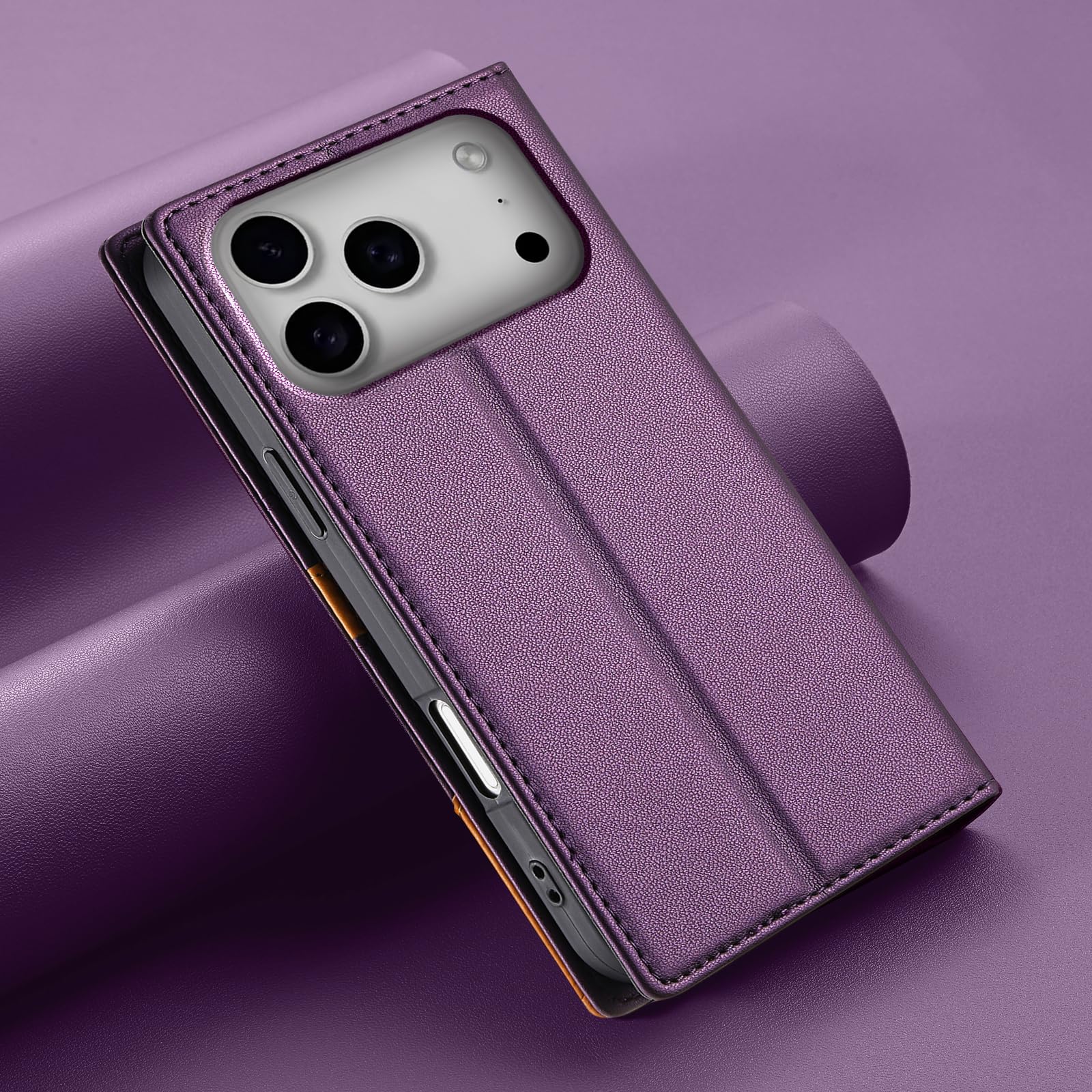 Funda Tipo Cartera magnética de Cuero con Tapa y Compartimento para Tarjetas para iPhone 17 Pro (para iPhone 17 Pro/marrón)