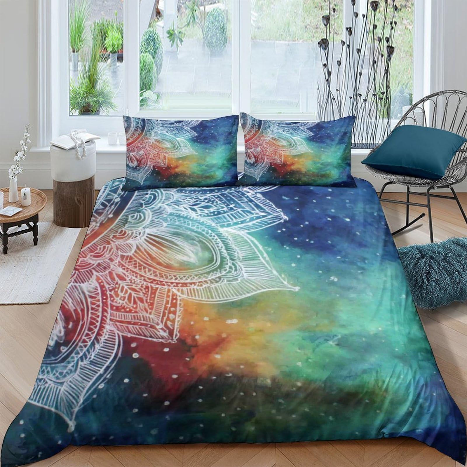 Housse de couette skull impression 3D parure de lit microfibre luxe double 200x200