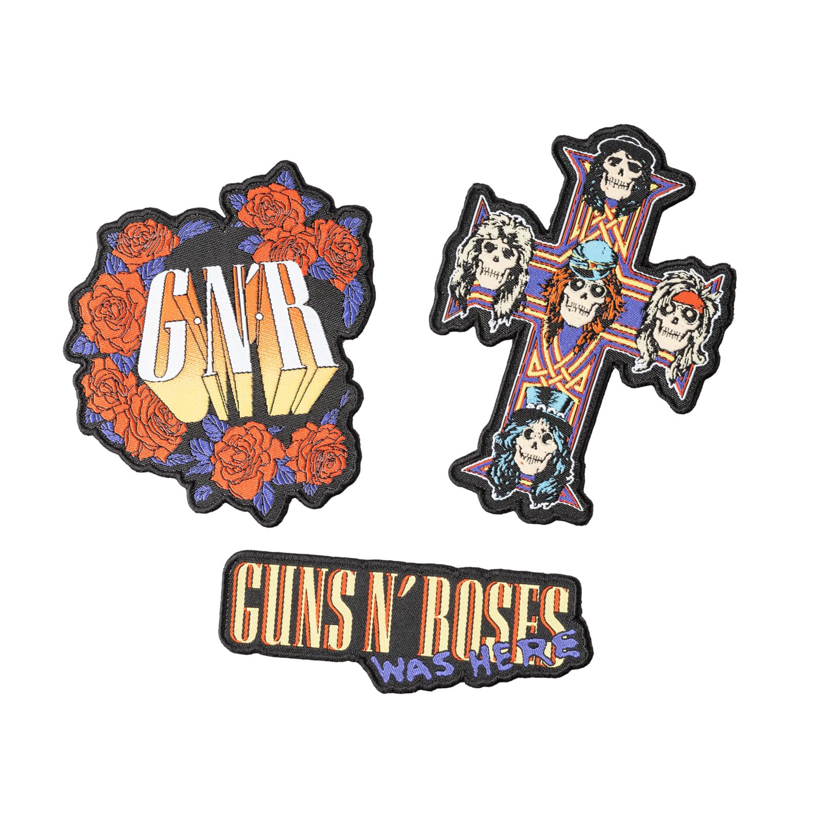 Grupo Erik Iron On Patches for Clothing - Guns N' Roses Merch | 3 Sew On Patches for Clothing & for Backpacks, Backpack Accessories | Guns and Roses Gifts Under 15 Pounds