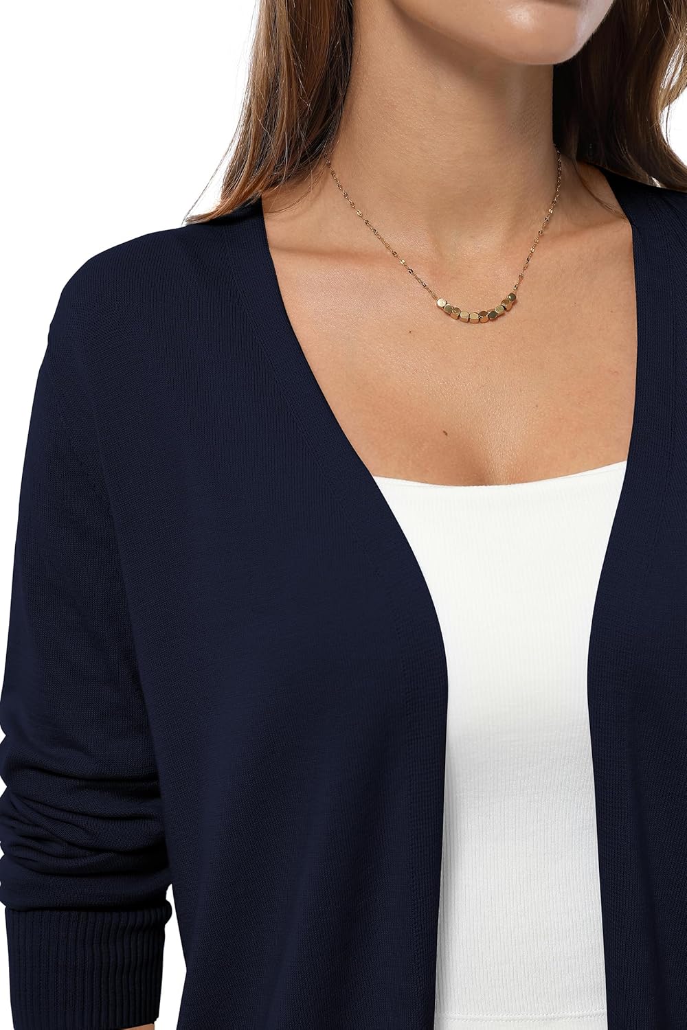 QUALFORT Women's Lightweight Open Front Cardigan Cotton Long Sleeve Casual Loose Fit Knit Cover Up Sweater - Image 6