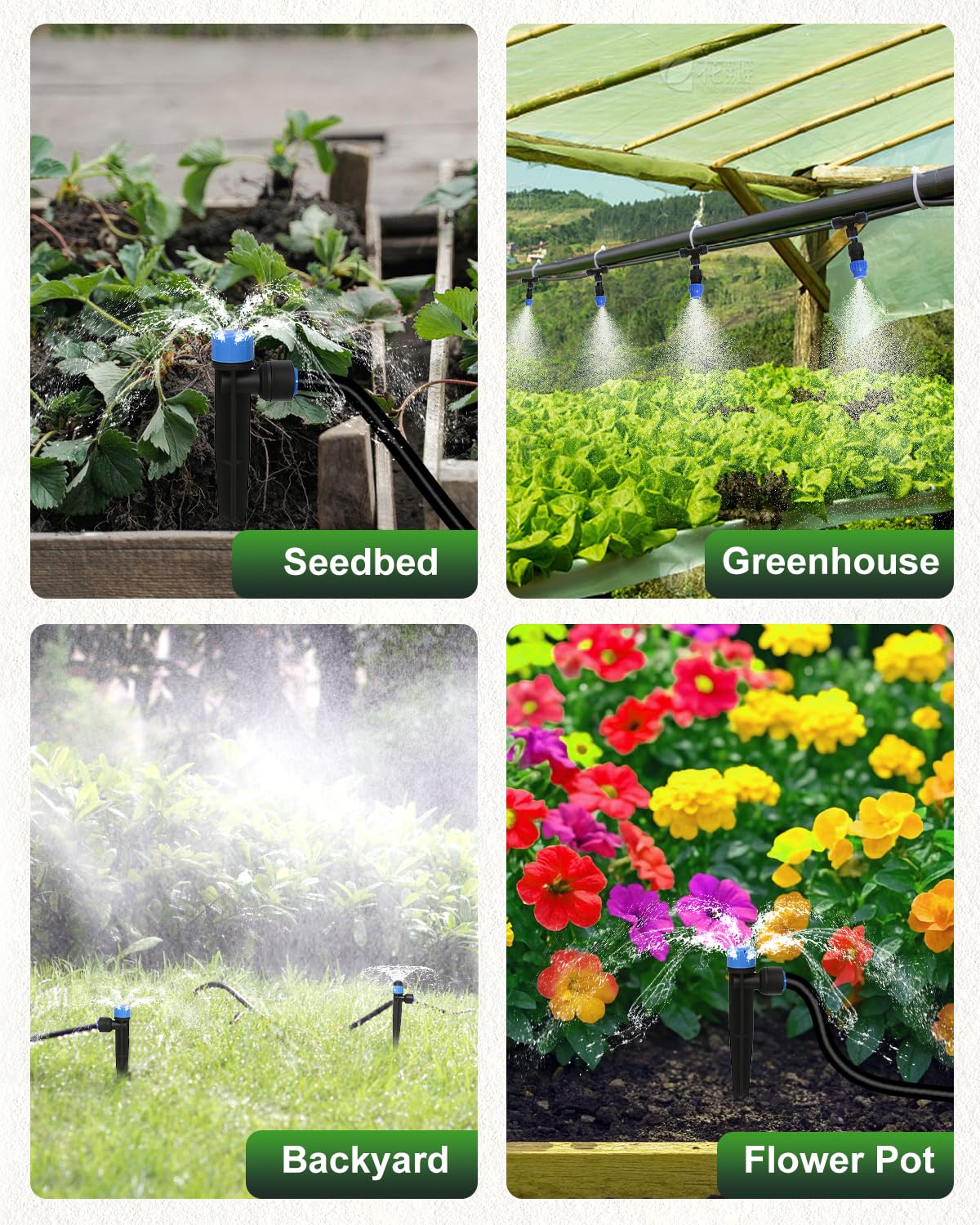 Breeze Touch Système d'irrigation goutte à goutte de 70 m pour jardin, pièces d'irrigation goutte à goutte avec 3 types d'arroseurs, système d'arrosage automatique pour terrasse et pelouse, système