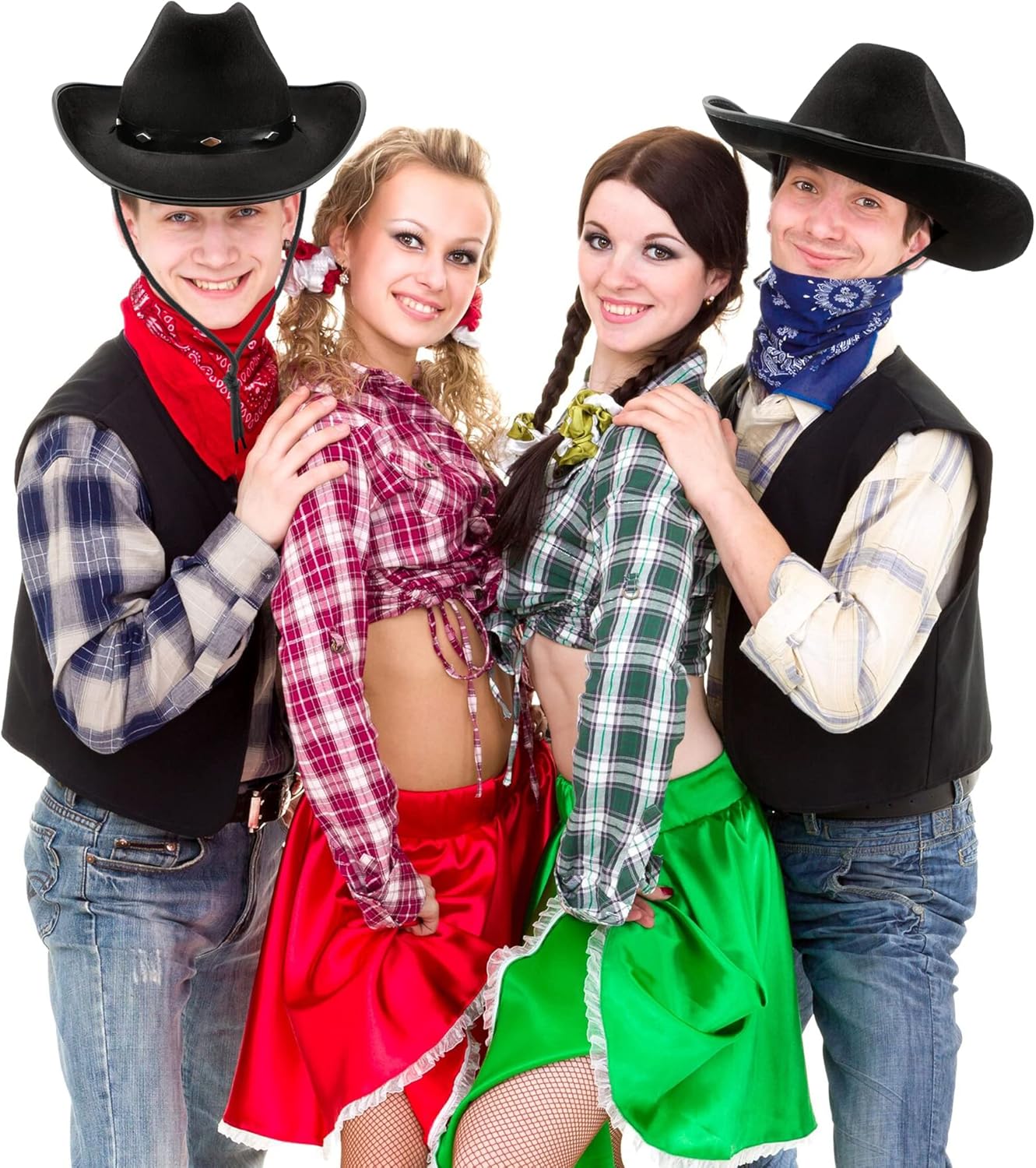 4 Pack Cowboy Hat Felt Studded Western Rodeo Texan Cowboy Cowgirl Hat for Adult - Image 3