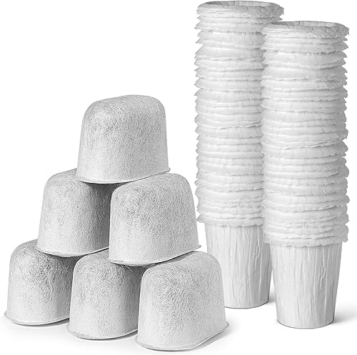 Paquete de 6 filtros de agua y 100 filtros de café blanco desechables K-Carafe (producto agregado)