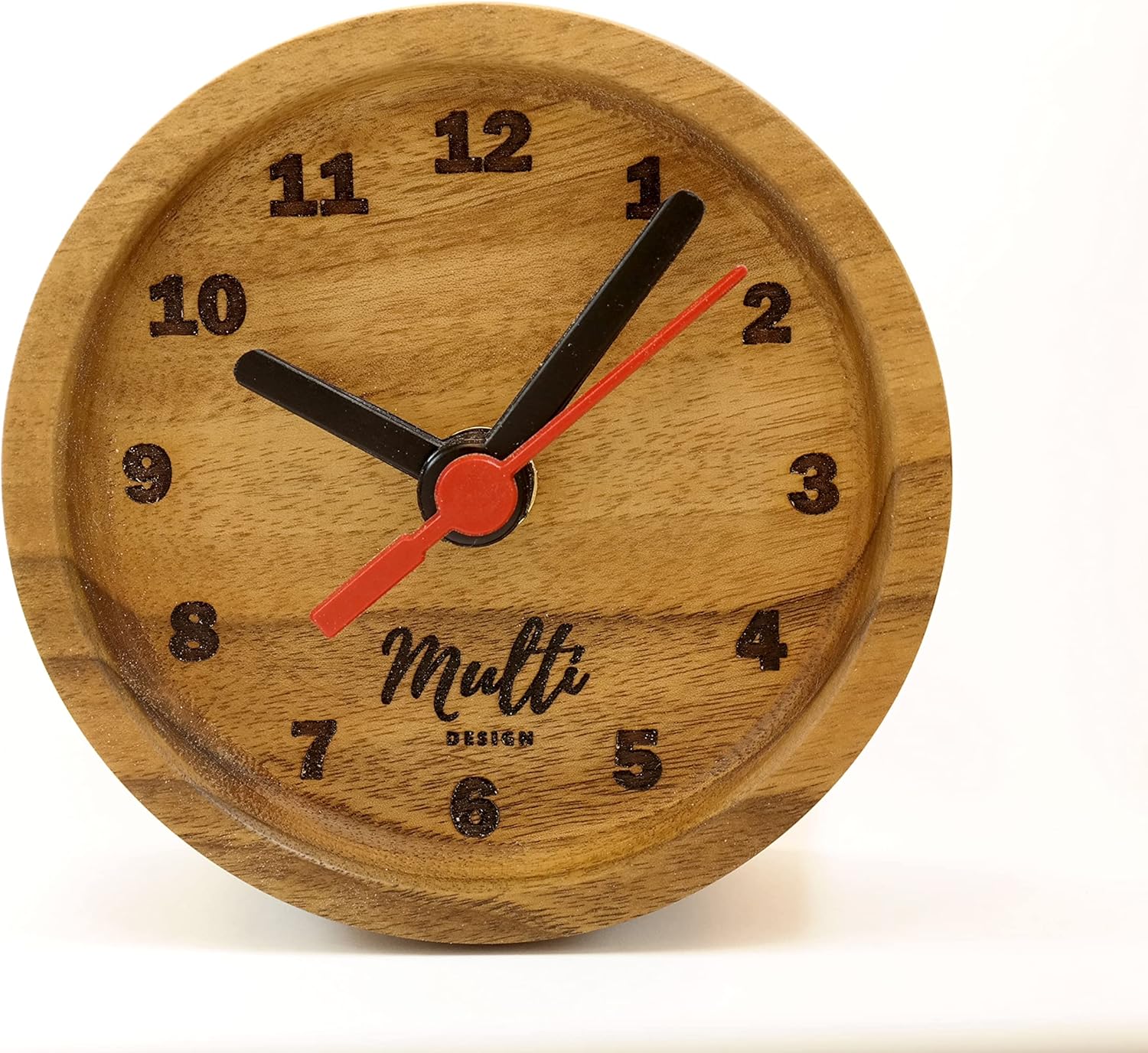 Handmade Walnut Wood Desk Clock, Wooden Analog Desktop