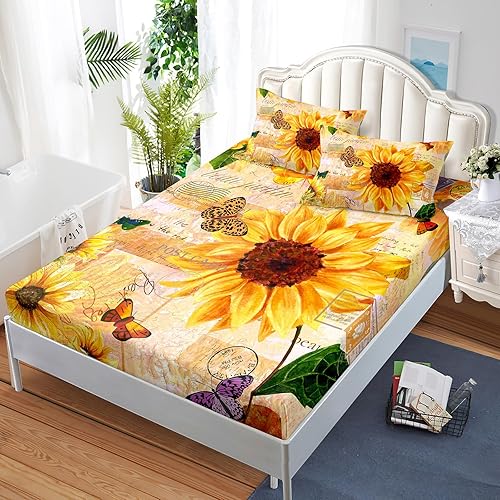 Miniatura 8 de Sábanas y fundas de almohada de arcoíris, sábana bajera de microfibra suave con bolsillos profundos, sábana bajera ajustable para decoración de