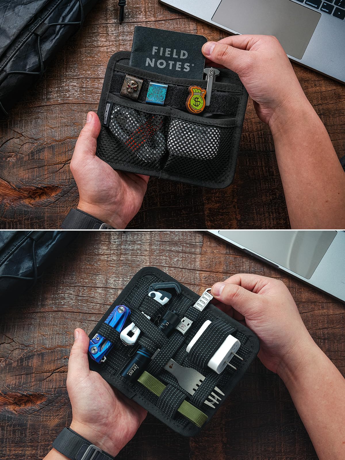 TACTICAL_GEEK TCM8 - Tablero organizador EDC, tablero tejido elástico antideslizante, panel de inserción de bolsa de utilidad para equipo pequeño, accesorios de mochila con bolsillo abierto y bolsillo