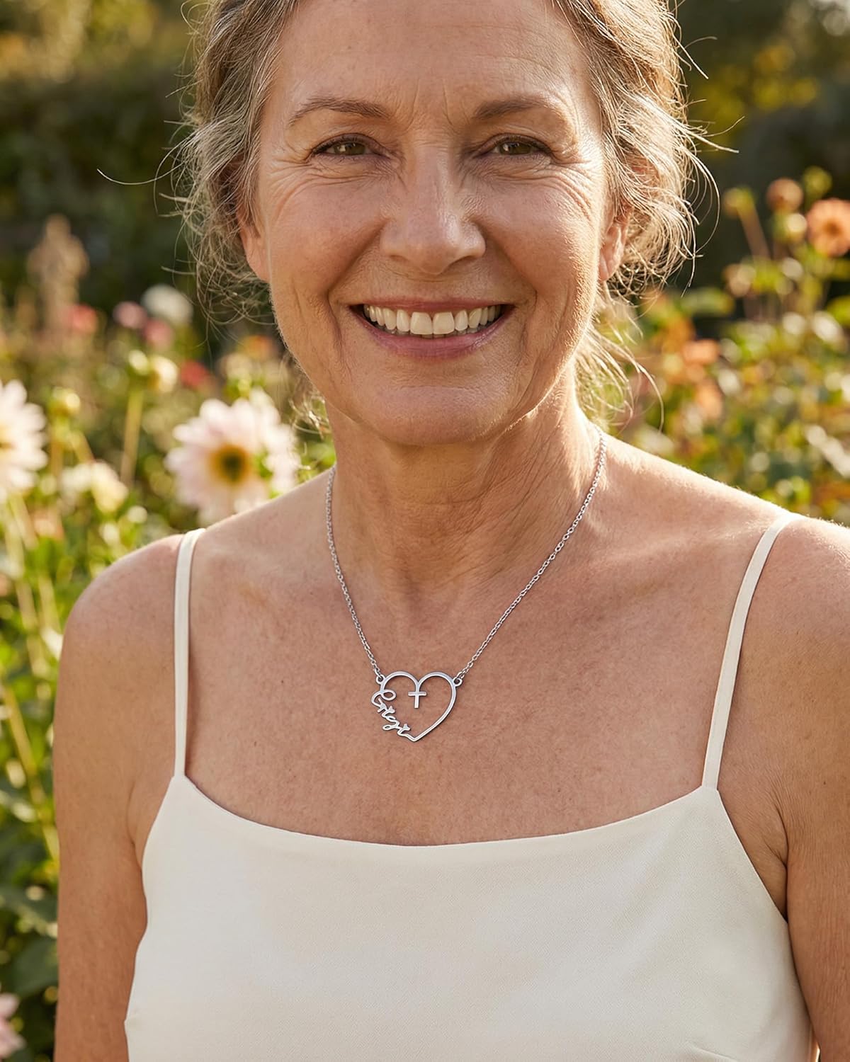 Grandma Jewelry Nanny Necklace Stainless Steel Cutout Gigi Mimi Nana Mama Love Heart Letter Cross Pendant Necklaces Gift for Women. - Image 2