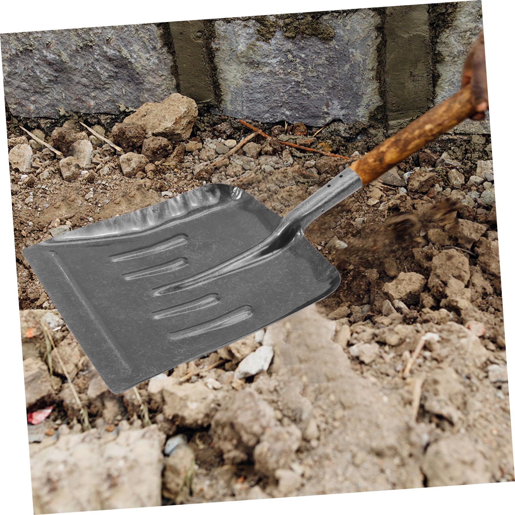 POPETPOP Pala da Giardino in Acciaio al Manganese, Superficie Antiscivolo, Finitura Liscia, per Pulizia Letame e Trapianto