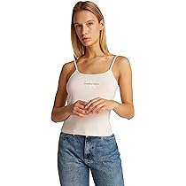 Calvin Klein Canotte Donna Strappy Tank Top Slim Fit, Rosa (Silver Peony), S