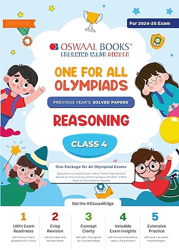 Oswaal One For All Olympiad Class 4 Reasoning | Previous Years Solved Papers | For 2024-25 Exam