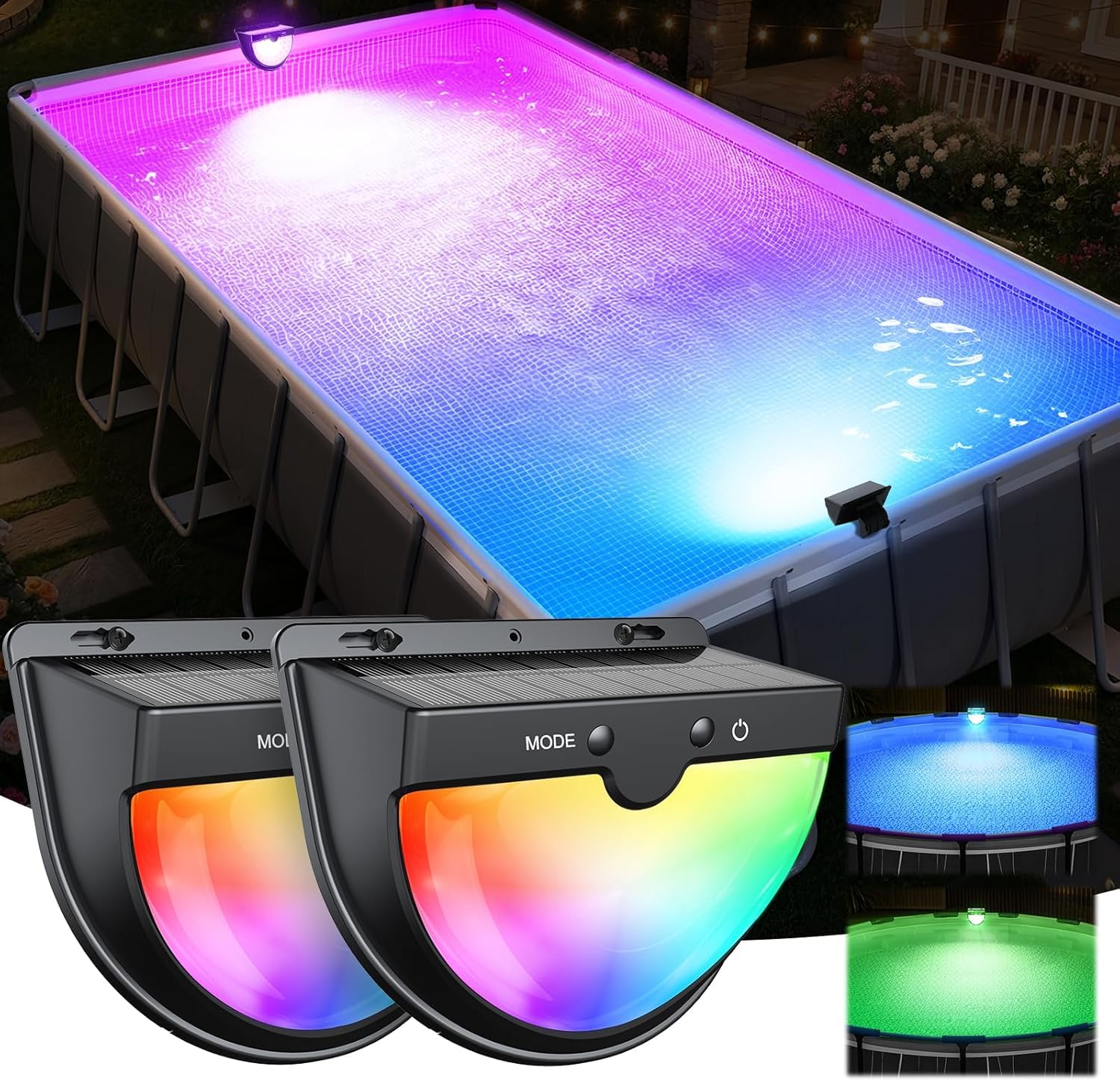 PoolLeader Poolbeleuchtung Unterwasser mit Fernbedienung, Farbwechselnde Whirlpool Lichter Unterwasser, Schwimmende Poolbeleuchtung mit Magnet/Saugnäpfe/Eisenplatte, Badewanne licht für Spa - 2 Stück
