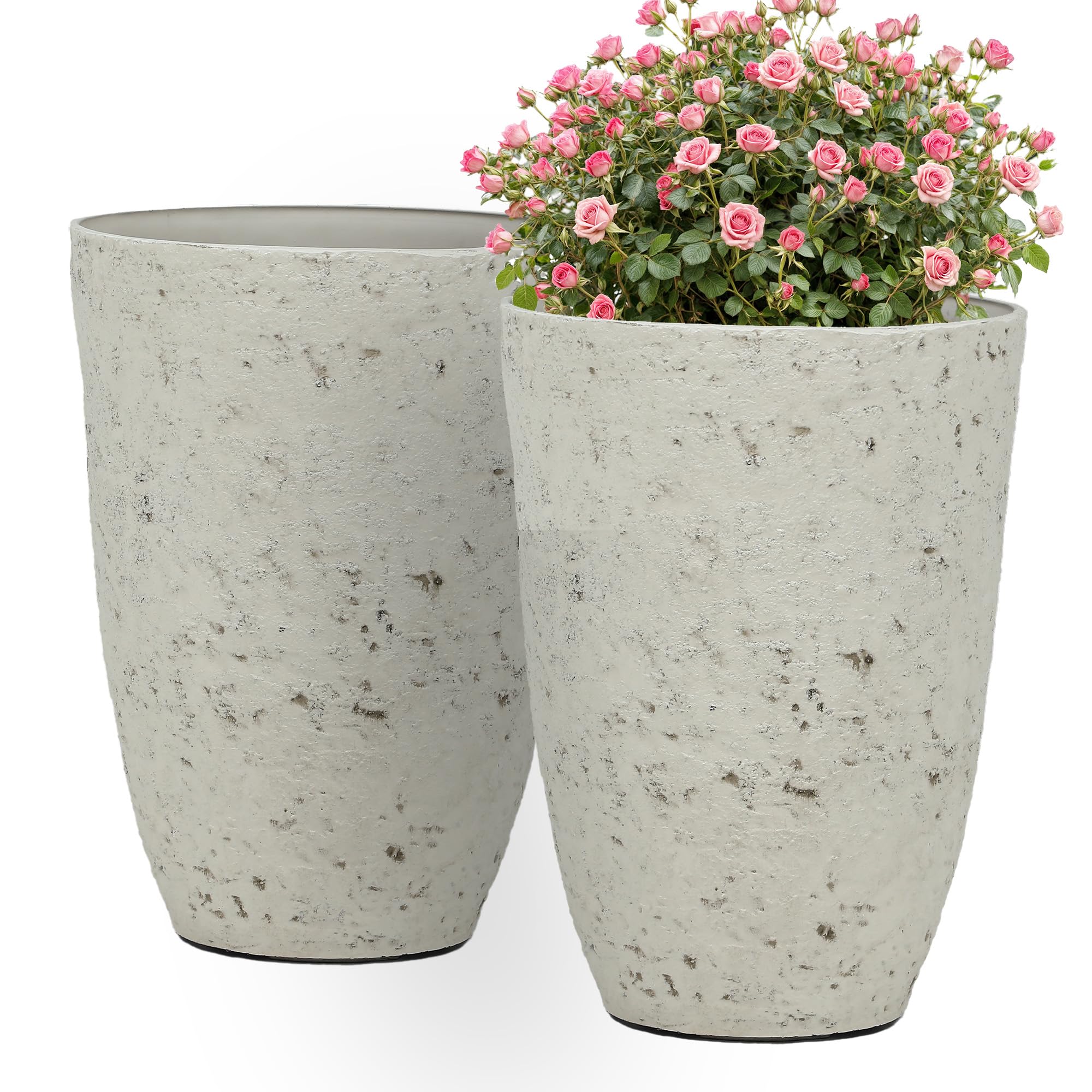 Ultym 19.5"H Resin Tall Planters for Outdoor Indoor Use, 2-Pack Large Flower Pots, Weather-Resistant Plant Container for Garden Yard Porch or Home